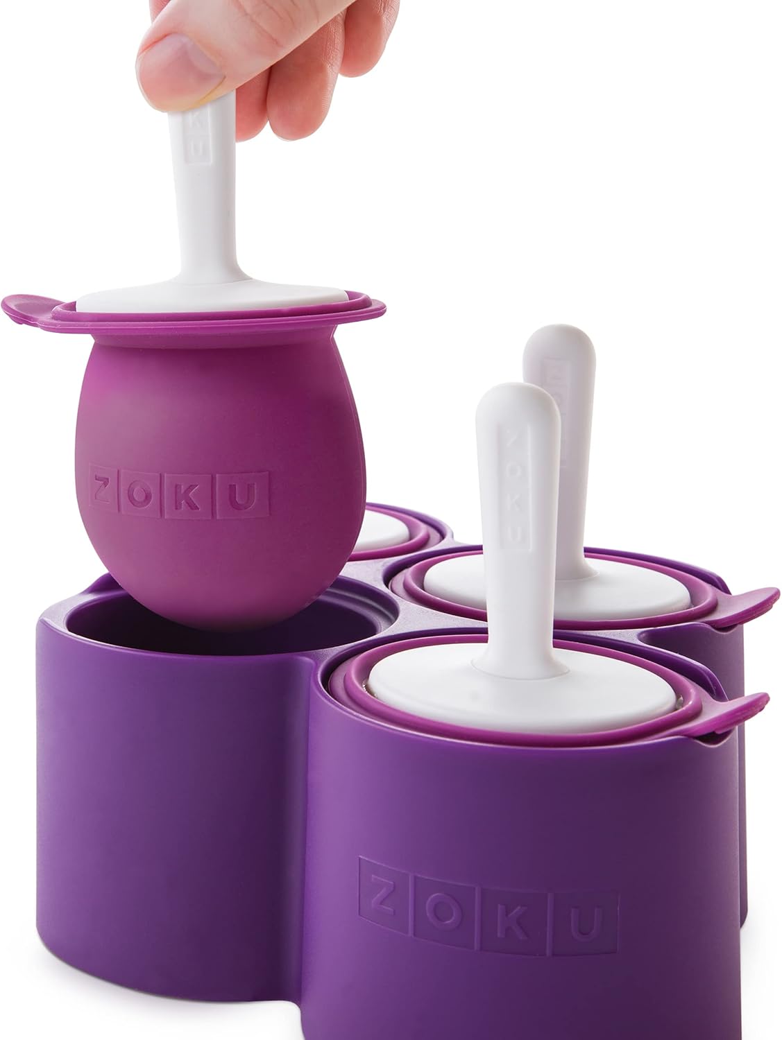 Round Pop Molds – 4 Silicone Popsicle Molds with Reusable Sticks and Drip Guards, Easy-Release, BPA-Free