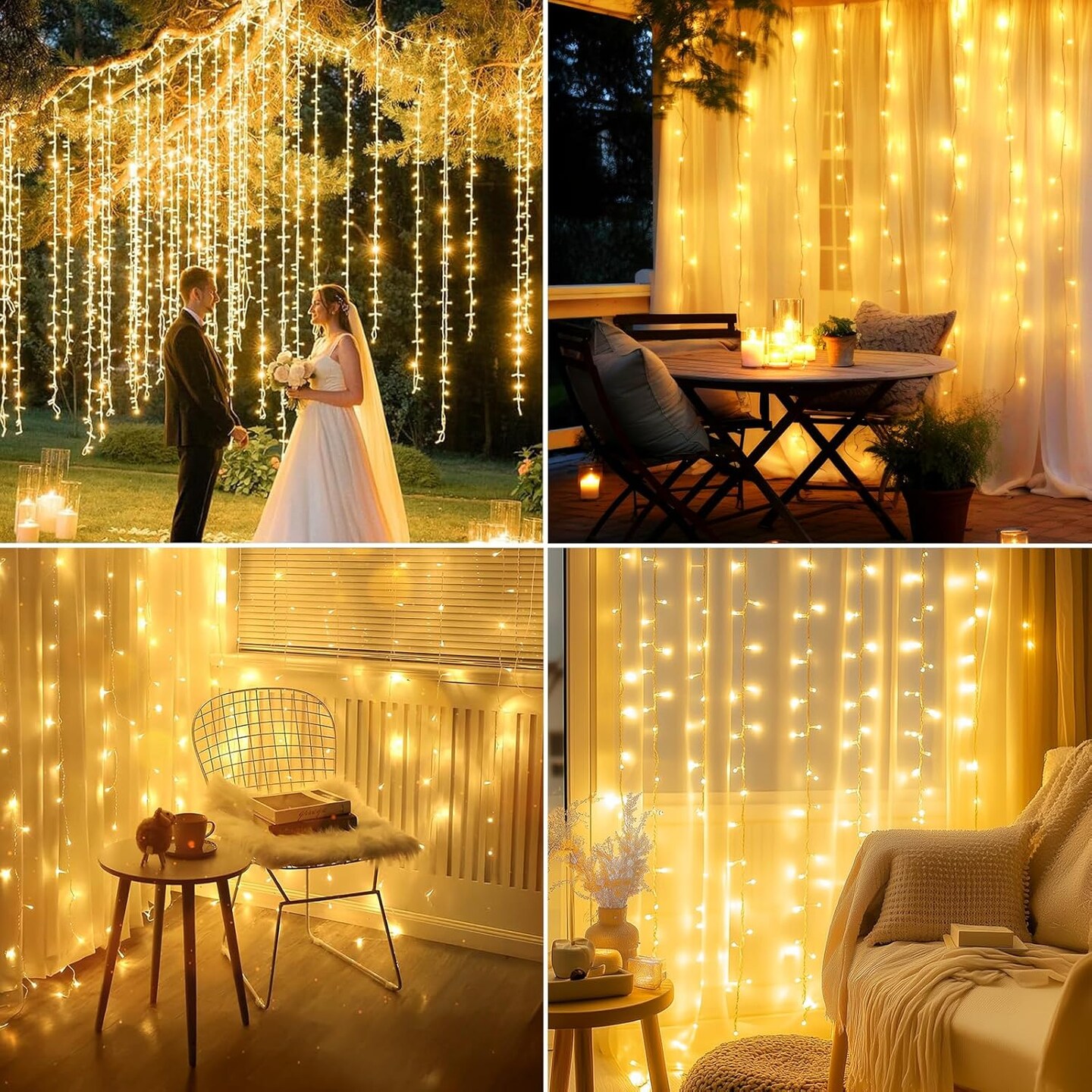 300 LED Curtain String Lights – 9.8x9.8FT Hanging Fairy Lights with Remote, 8 Modes, Timer, IP44 Waterproof, Silver Wire Window Lights for Bedroom, Wedding, Party, Christmas (Not Connectable)