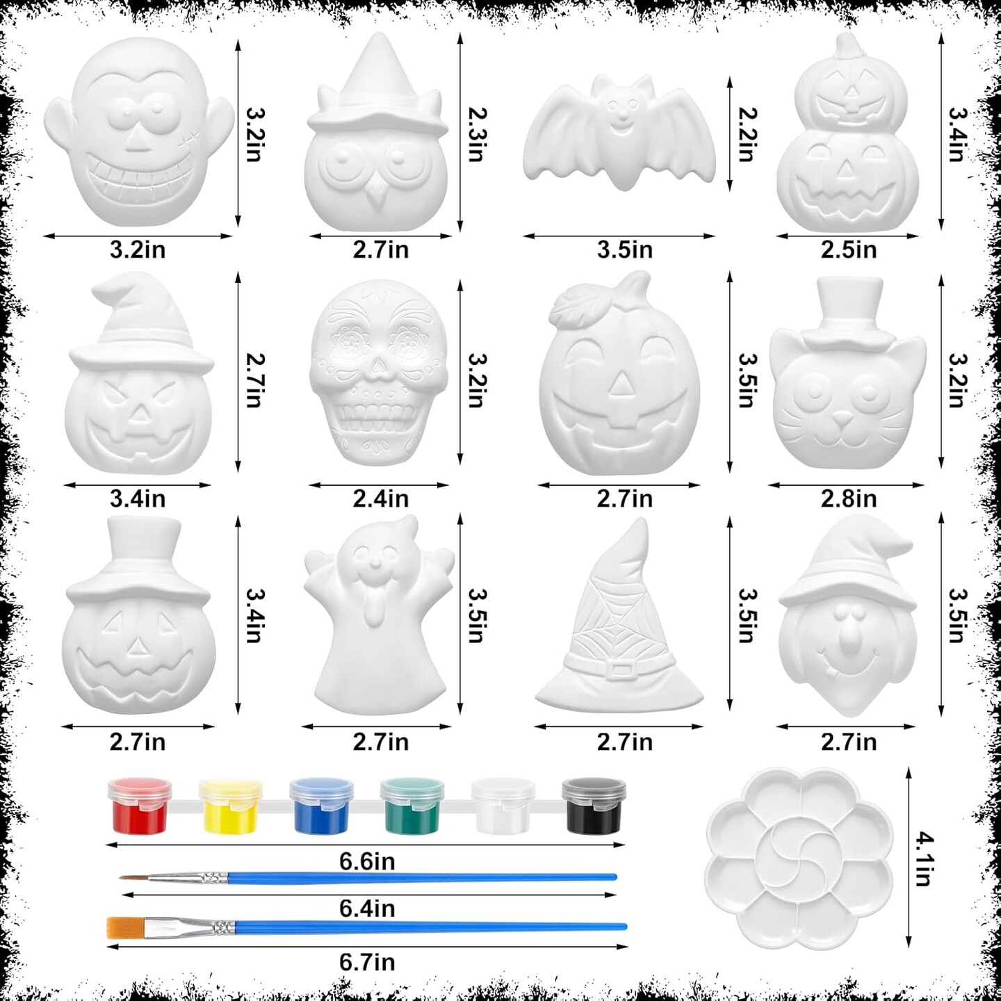 12 Set Halloween Ceramics to Paint DIY Painting Kits with Unpainted Pumpkin