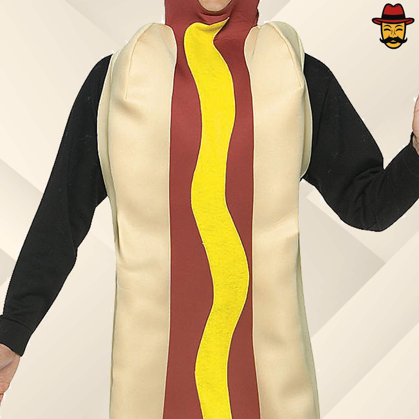Adult Hot Dog Costume Funny Food Foam Tunic with Mustard Halloween Party Outfit