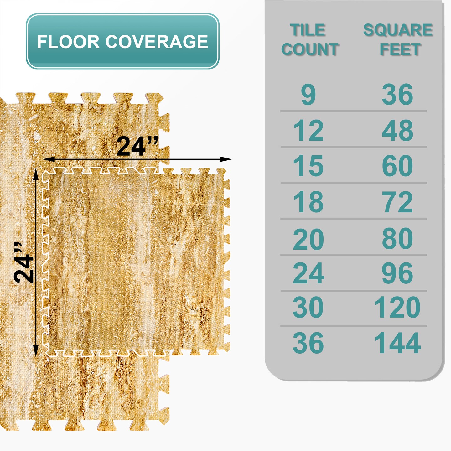 Sorbus Wood Grain Floor Tiles Foam Mat EVA Interlocking Mats Tile 3/8-Inch Thick Flooring Wood Puzzle Exercise Mats w/ Borders