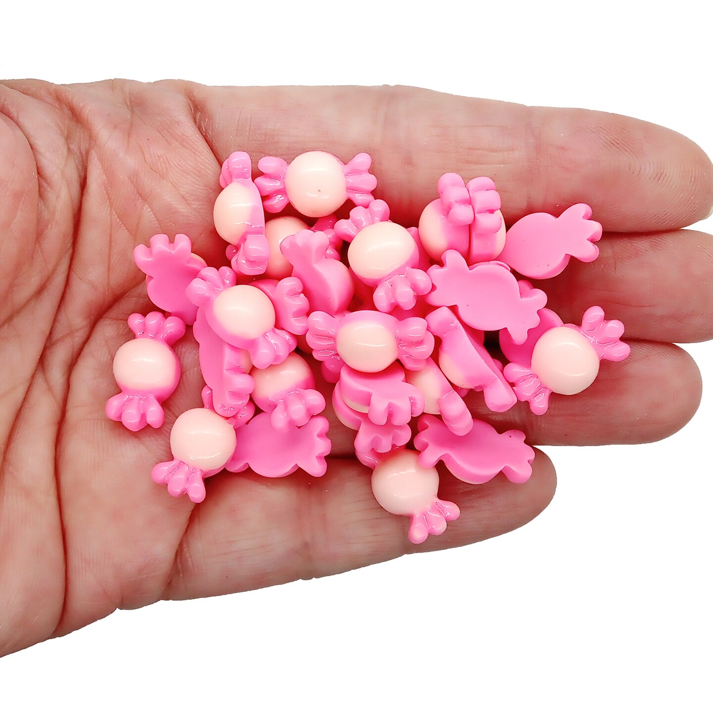 Small Pink Candy Resin Cabochons, 50 pc Flatback Embellishments, Adorabilities