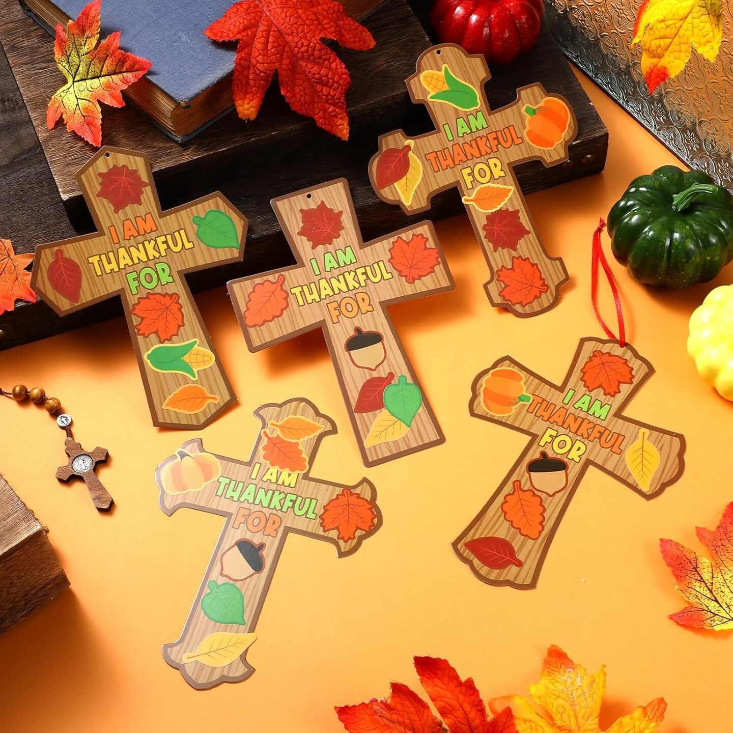 24 Pcs Religious Fall Cross Craft DIY Thanksgiving