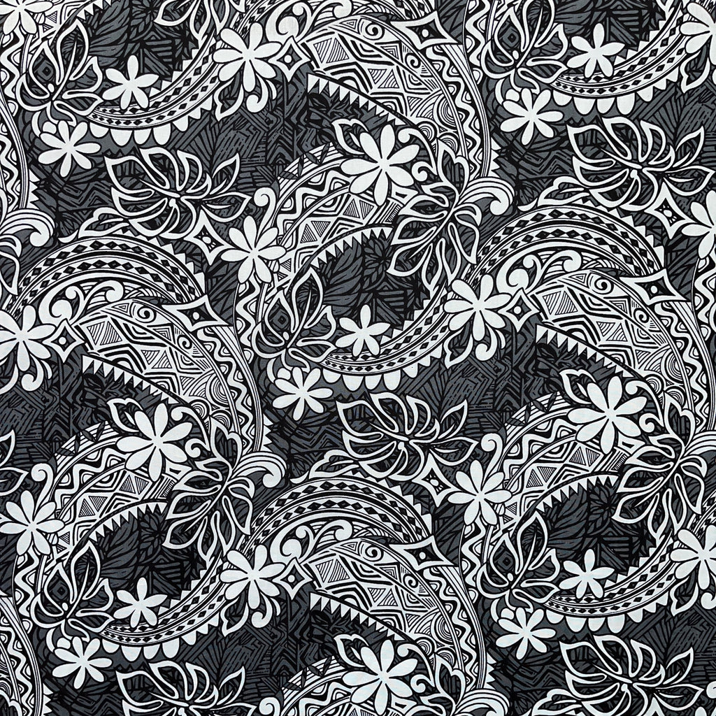 1 Yard Tiare &#x26; Monstera Leaf Tribal Print Cotton Fabric, 36&#x22; L x 45&#x22; W