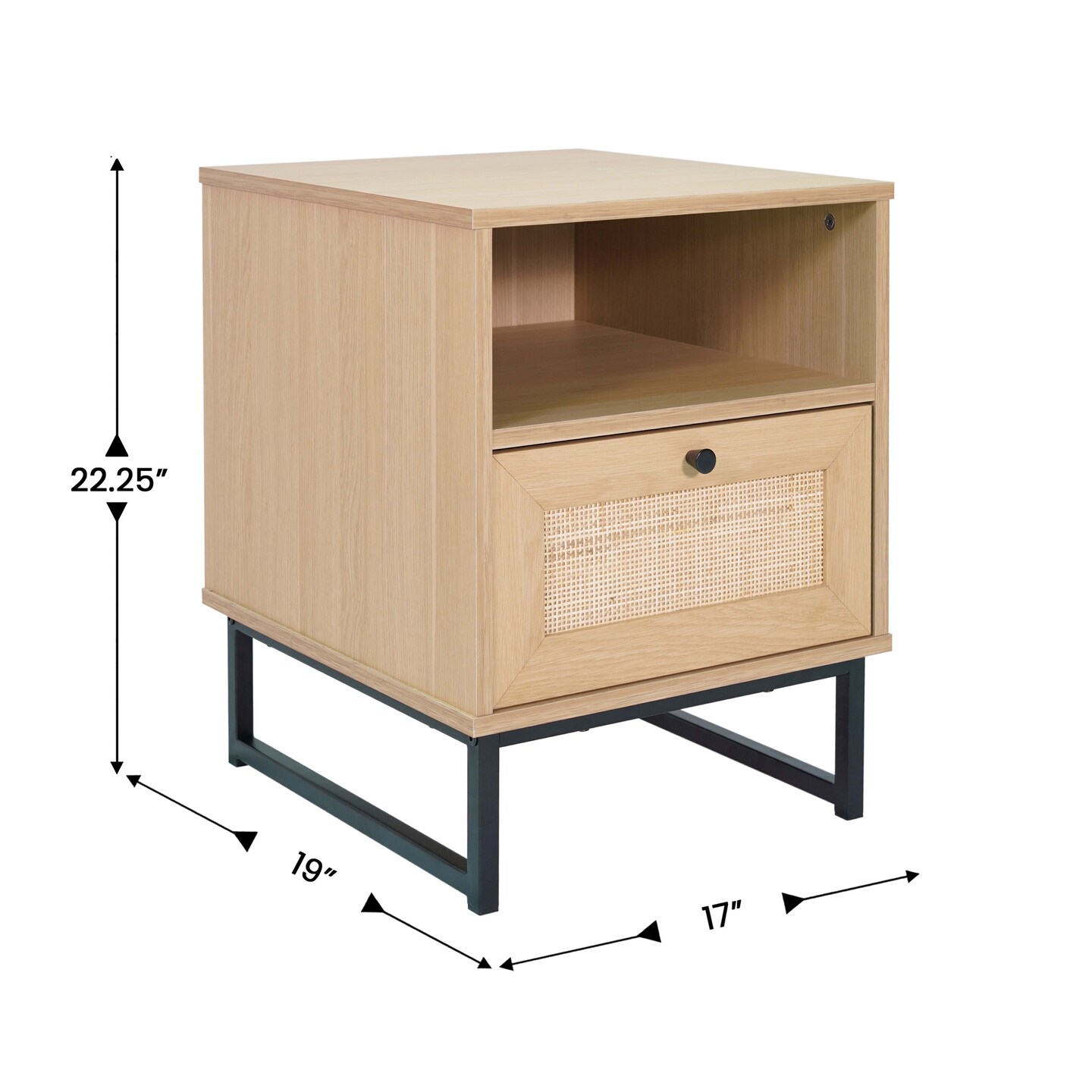 Merrick Lane Burkett Set of 2 Mid-Century Modern Wooden Bed Side Tables/Nightstands with Drawer and Shelf
