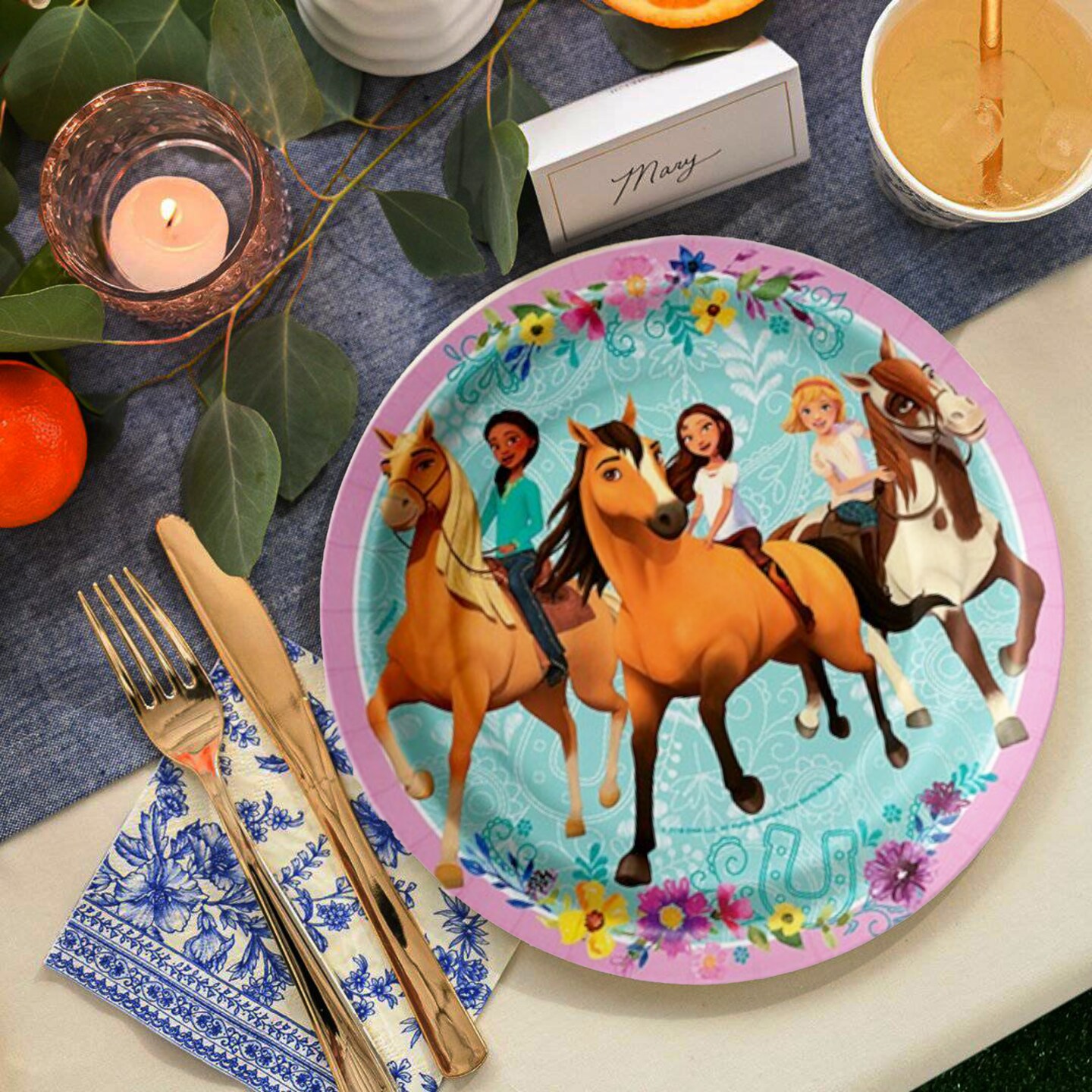 DreamWorks Spirit Riding Free Paper Dessert Plates 8 Count Party Tableware