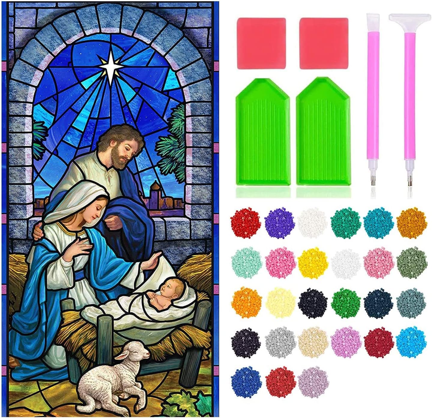 5D DIY Diamond Painting Kits for Adults (15.8”x25.6”(Christmas Church Banner)