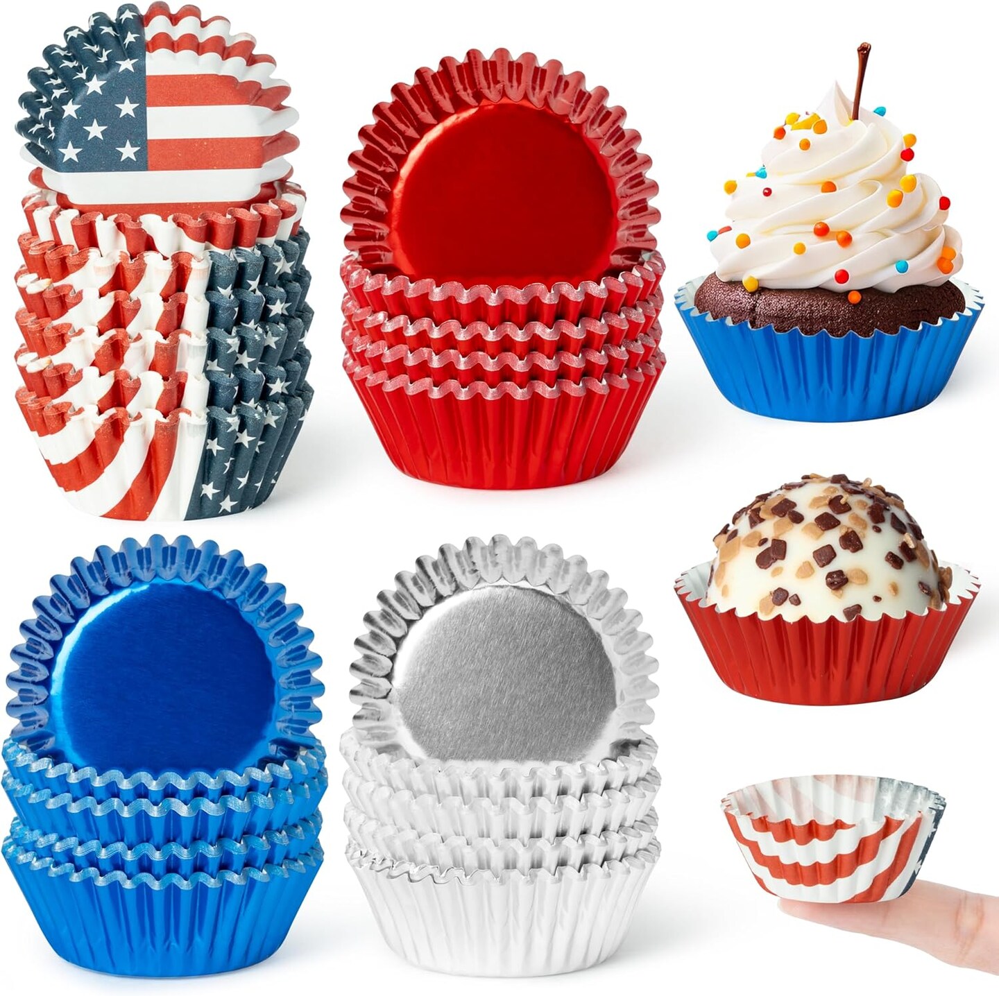 America Mini Cupcake Liners - 600pcs 4th of July(red, blue)