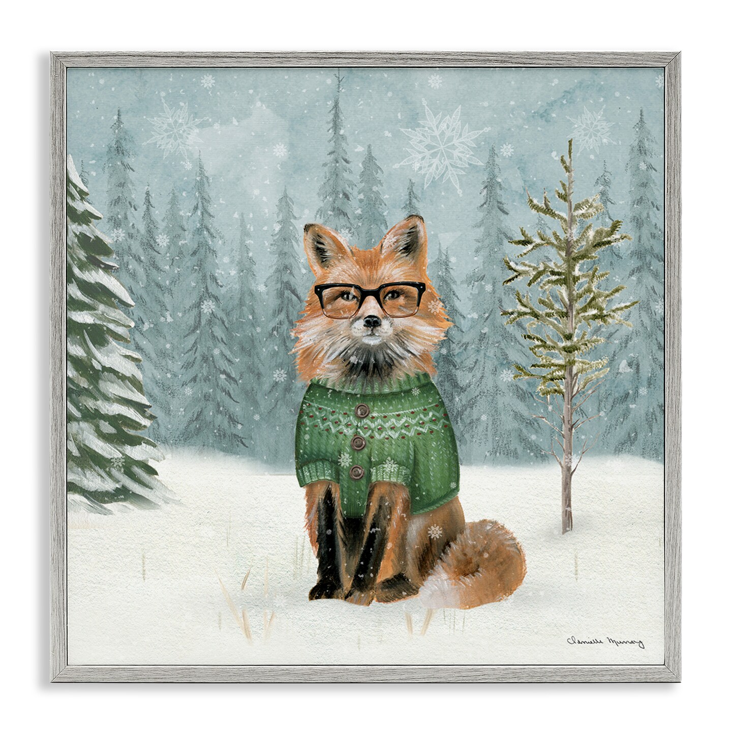 Stupell Industries Winter Woodland Fox Framed Giclee By Danielle Murray