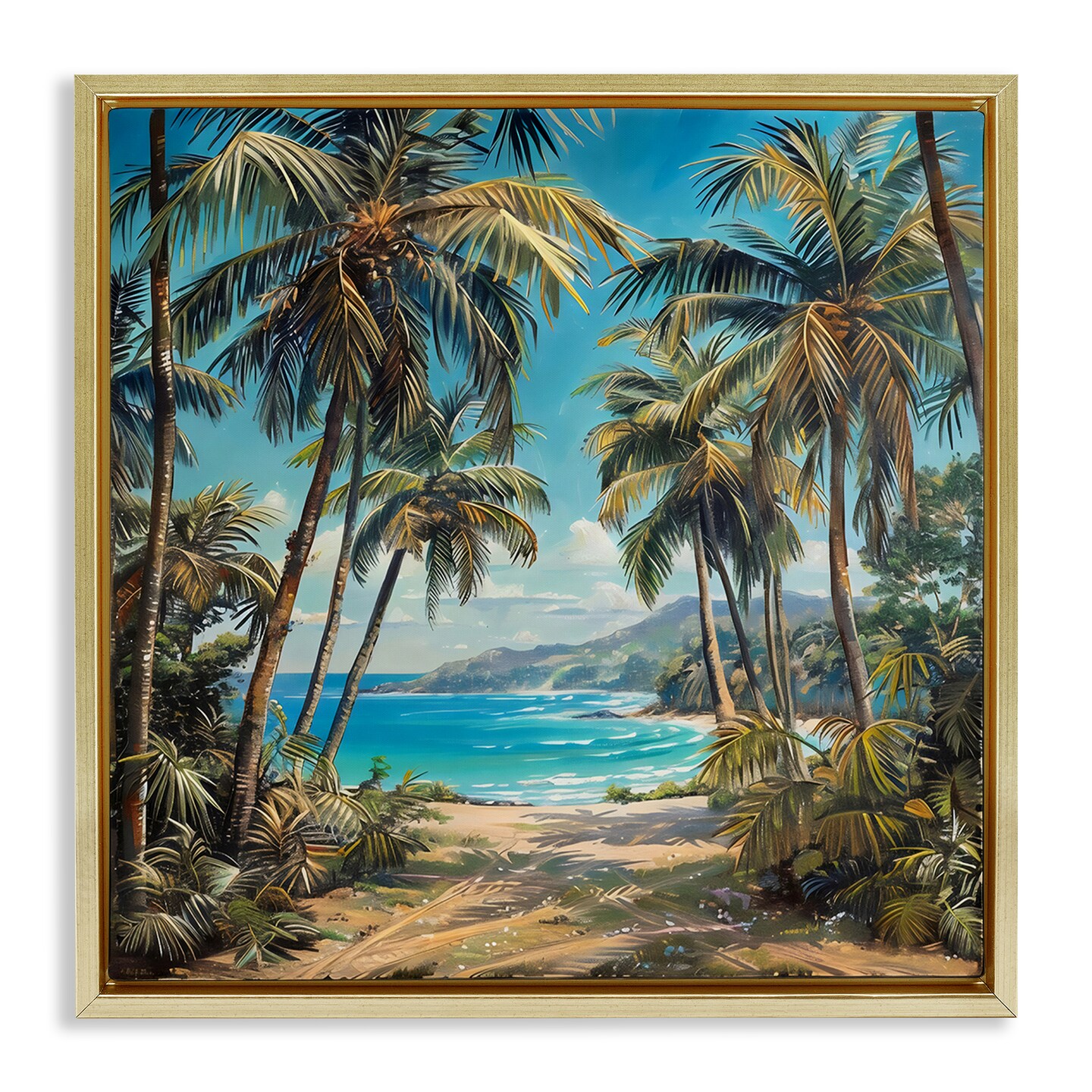 Stupell Industries Between Palms Beach Pathway Floating Frame By LSR Creative Studio
