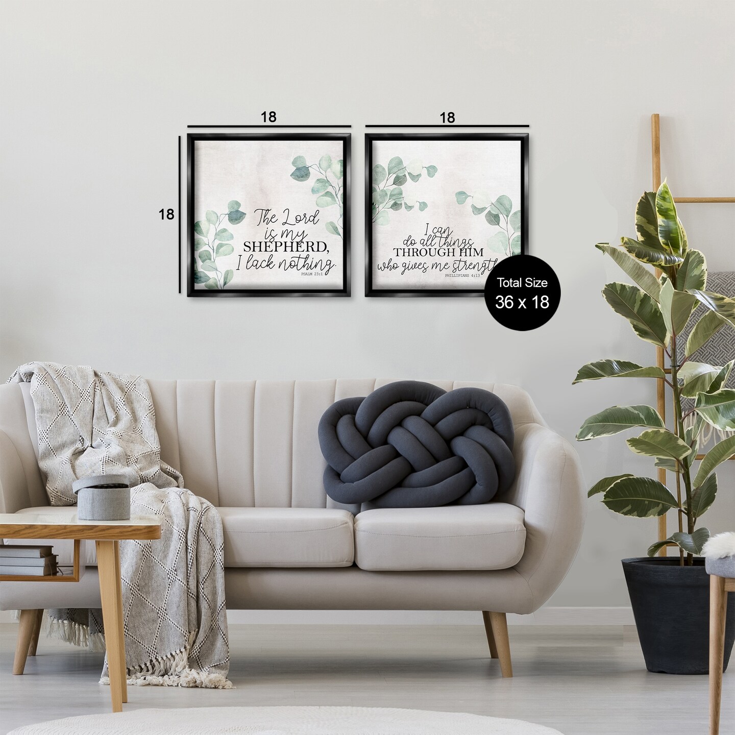 Stupell Industries Spiritual Scriptures with Eucalyptus 2pc Floating Frame Set By Kim Allen