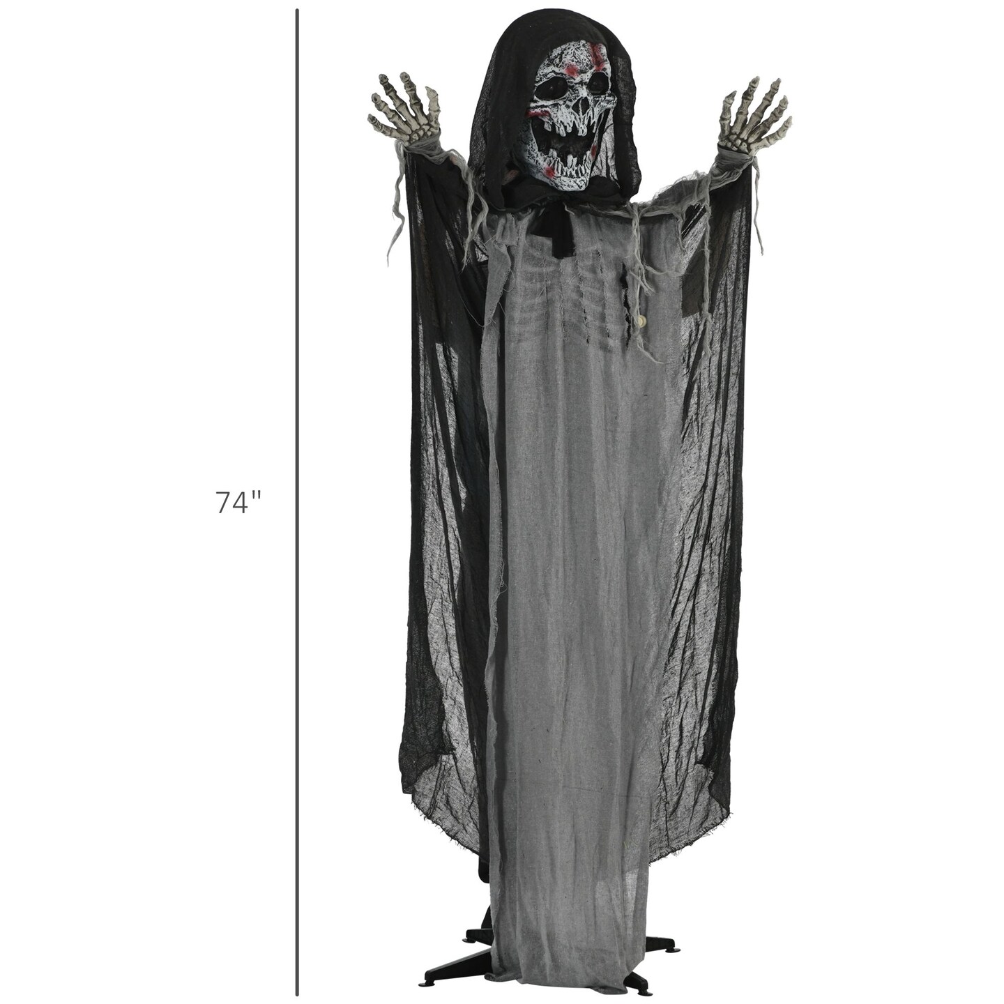 Outsunny Creepy Halloween Skeleton Witch Decoration Animated Prop with Light Up Eyes and Chest Howling Chain Sound