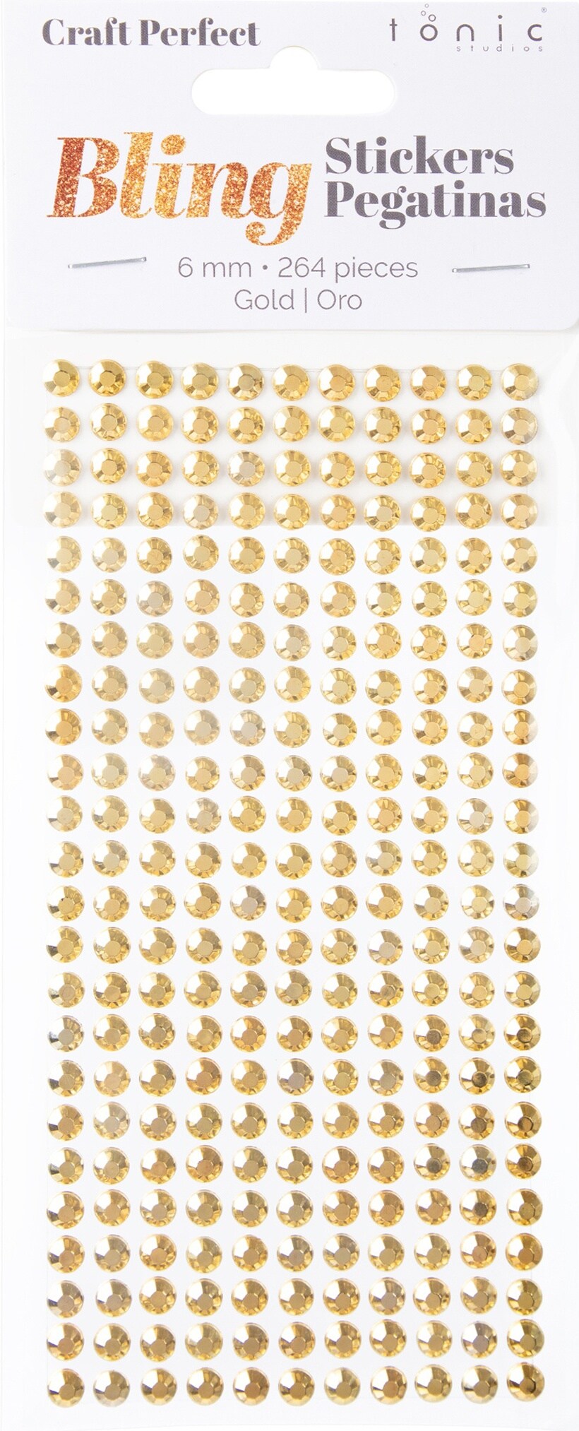 Craft Perfect Rhinestone Sticker Sheet 6MM-Gold