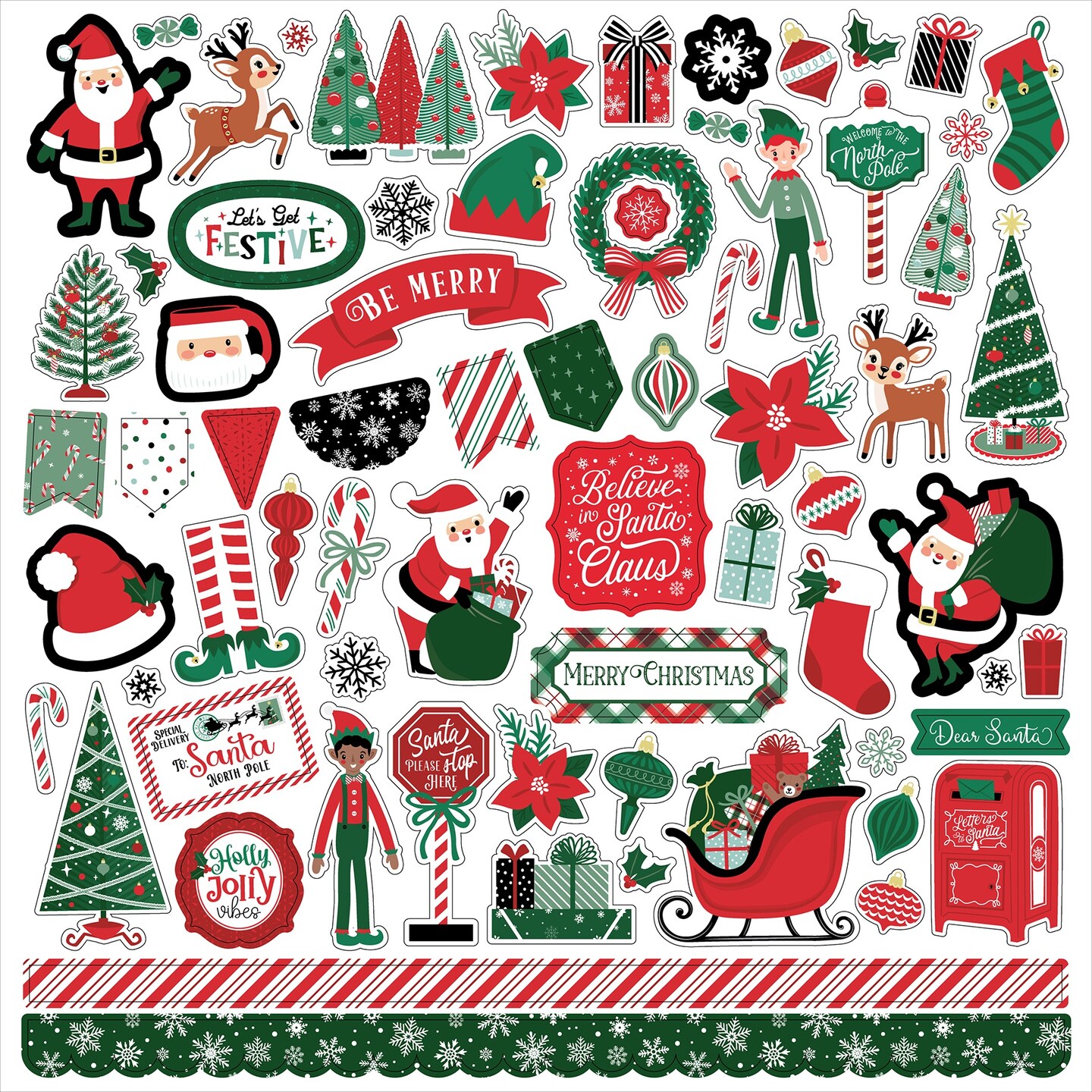 Christmas Express Cardstock Stickers 12&#x22;X12&#x22;-Elements