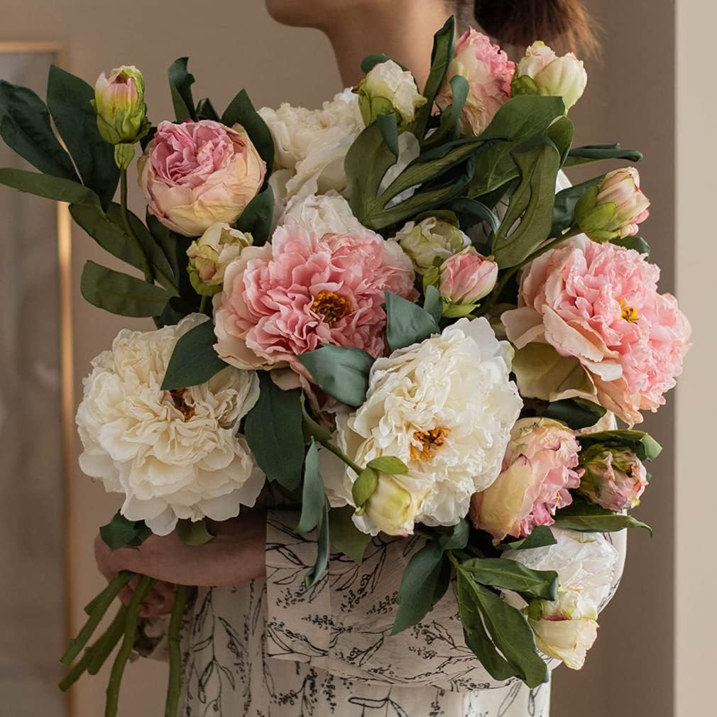 Silk Peony Fake Flowers Vintage Large Long