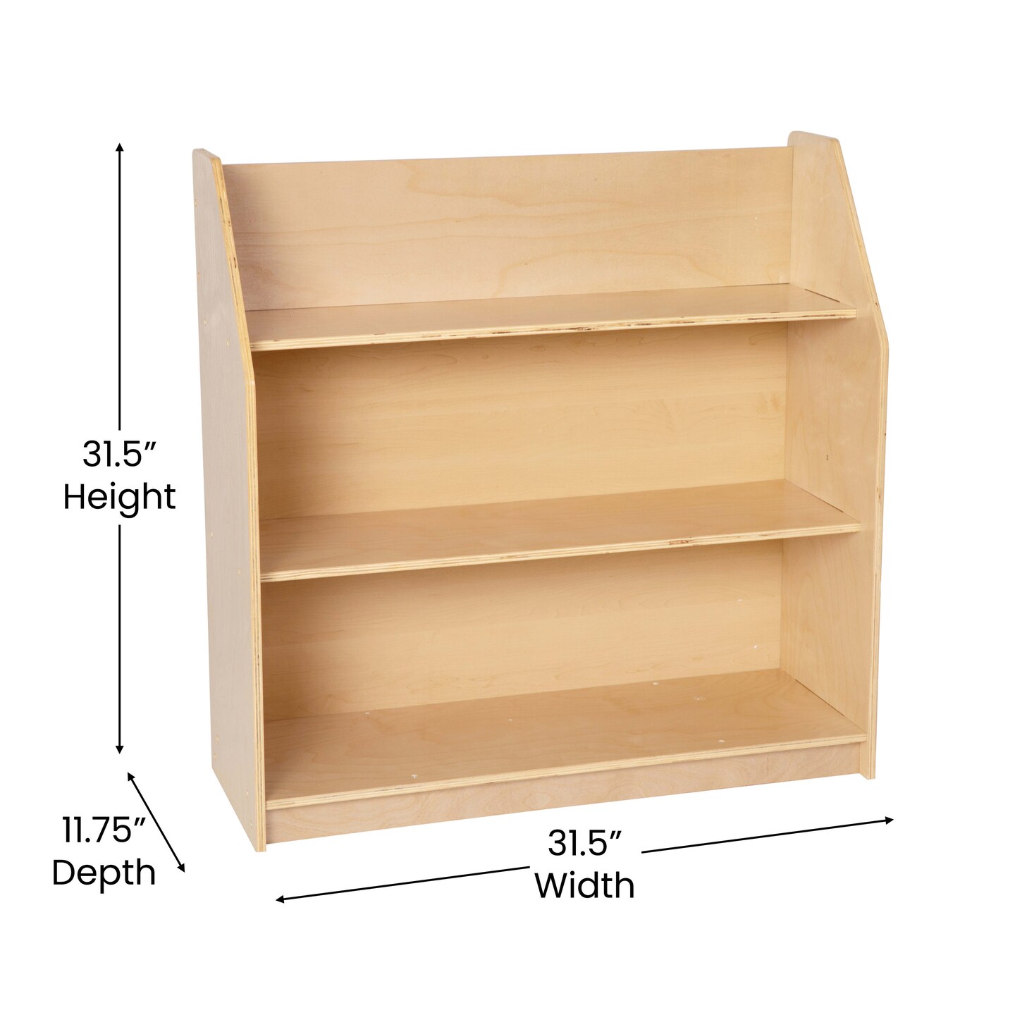 Emma and Oliver Kid&#x27;s Bookshelf or Toy Storage Shelf for Bedroom or Playroom in Wood Finish with Safe, Kid-Friendly Curved Edges