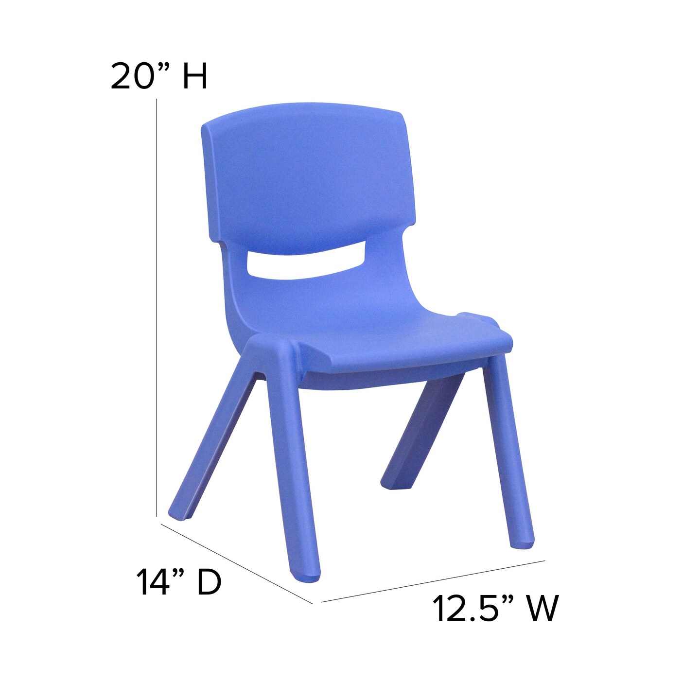 Emma and Oliver 2 Pack Plastic Stackable School Chair with 10.5&#x22;H Seat, Preschool Chair