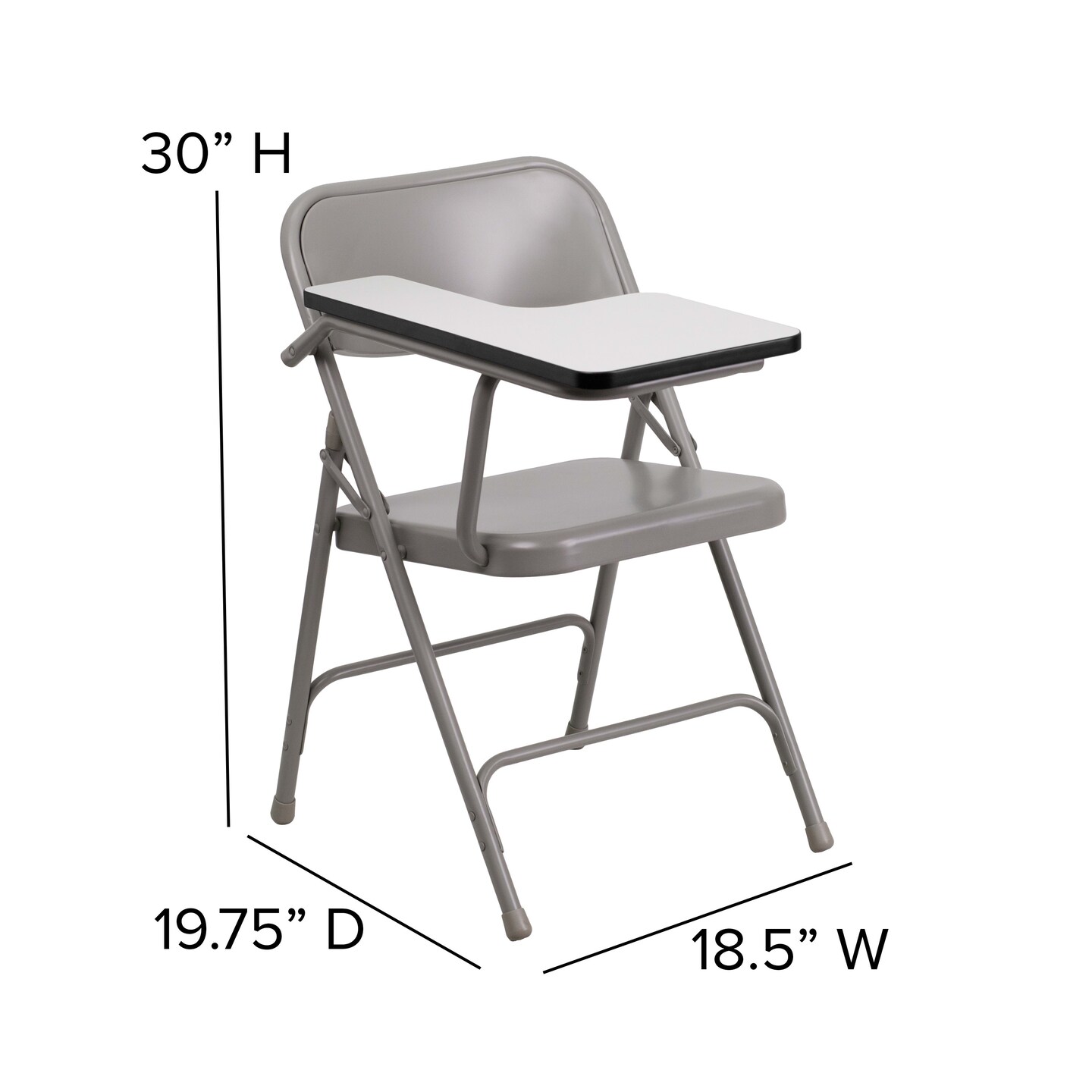 Emma and Oliver Premium Steel Folding Chair with Right Handed Tablet Arm - Event Chair