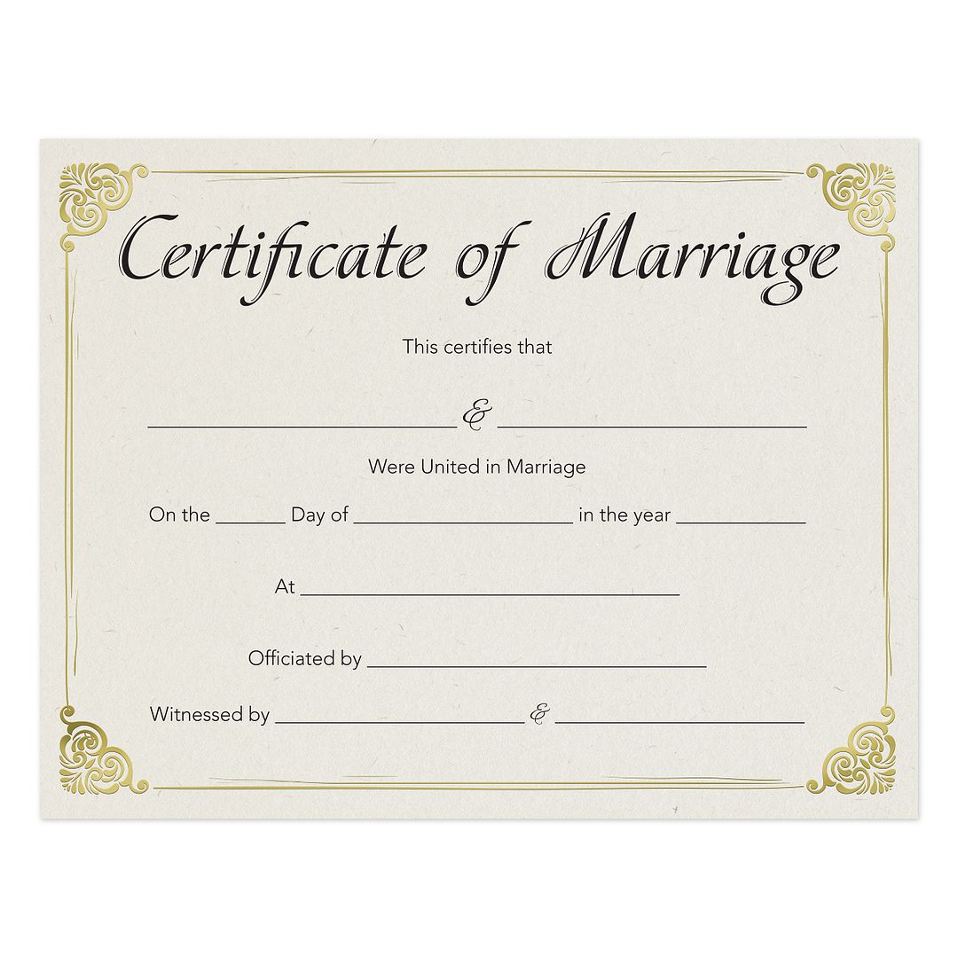 Great Papers! Marriage Certificate with Gold Foil, for Weddings, Ceremony, and Proposals 20 Pack