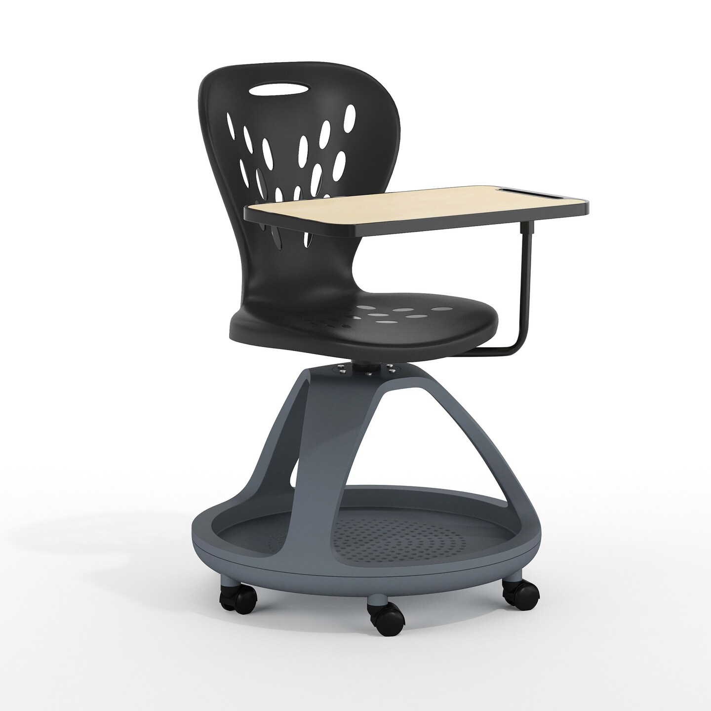 Emma and Oliver Mobile Desk Chair - 360&#xB0; Tablet Rotation and Storage Cubby