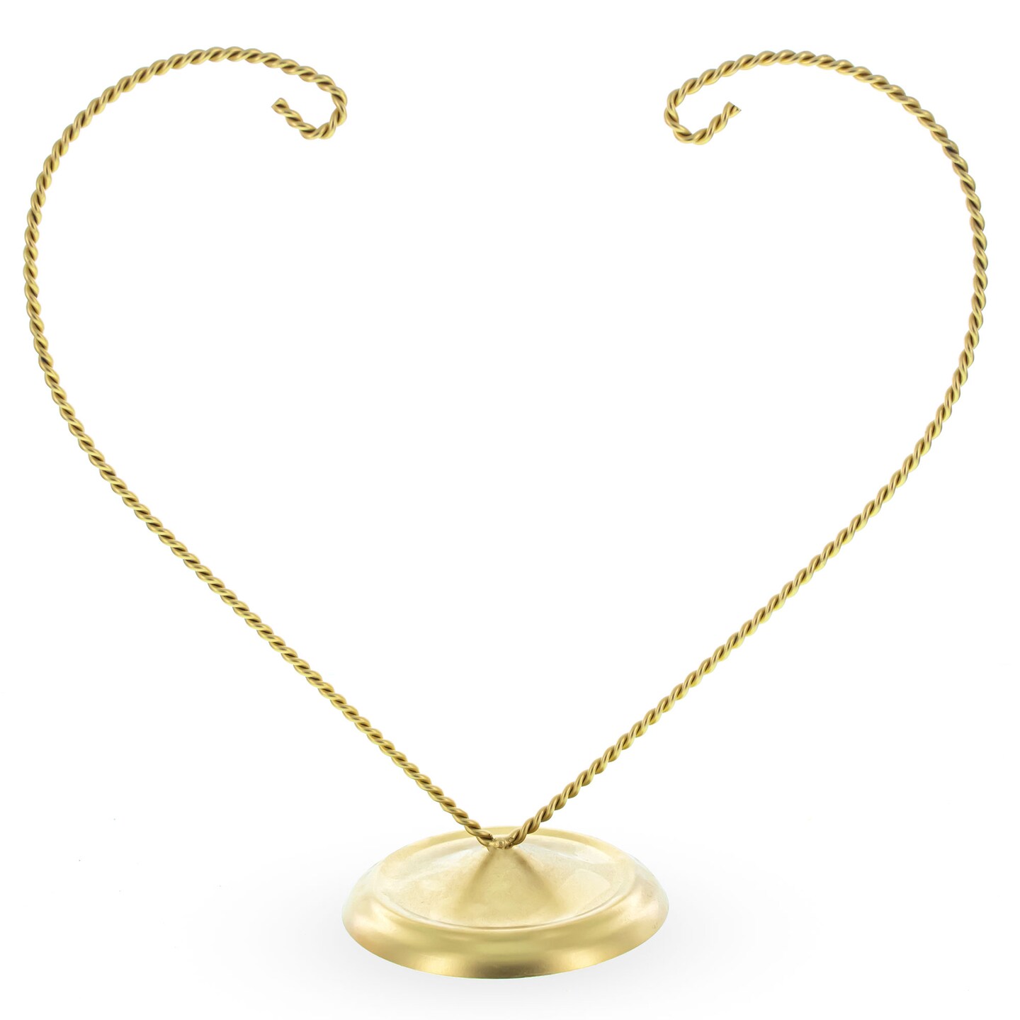 Distand Double Heart Gold Metal Round Base Ornament Display Stand 9 Inches
