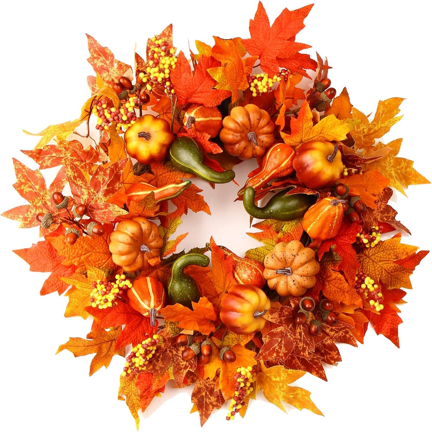 Large Autumn Farmhouse Wreath for Thanksgiving Halloween Decorations Indoor Outdoor Home Decor