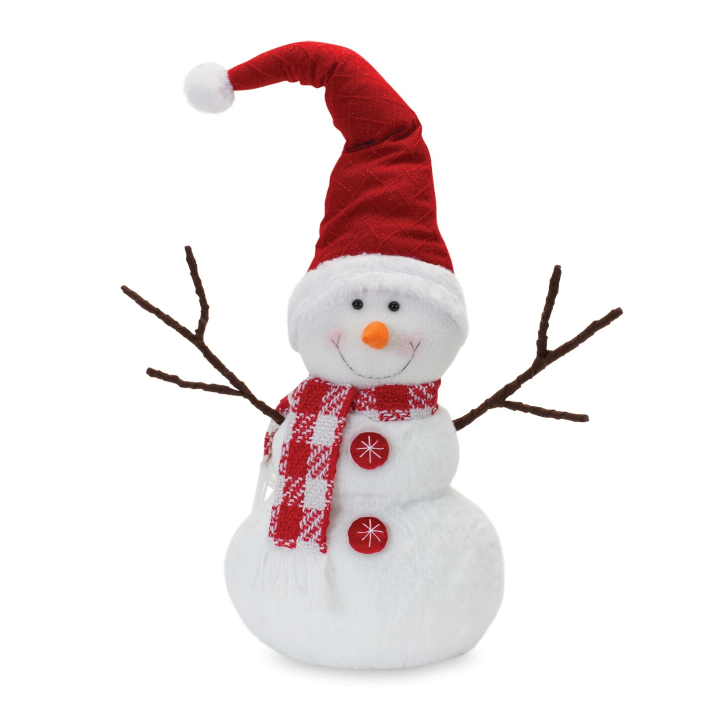 Melrose Plush Snowman Christmas Tabletop Decorations - 18&#x22; - Red and White