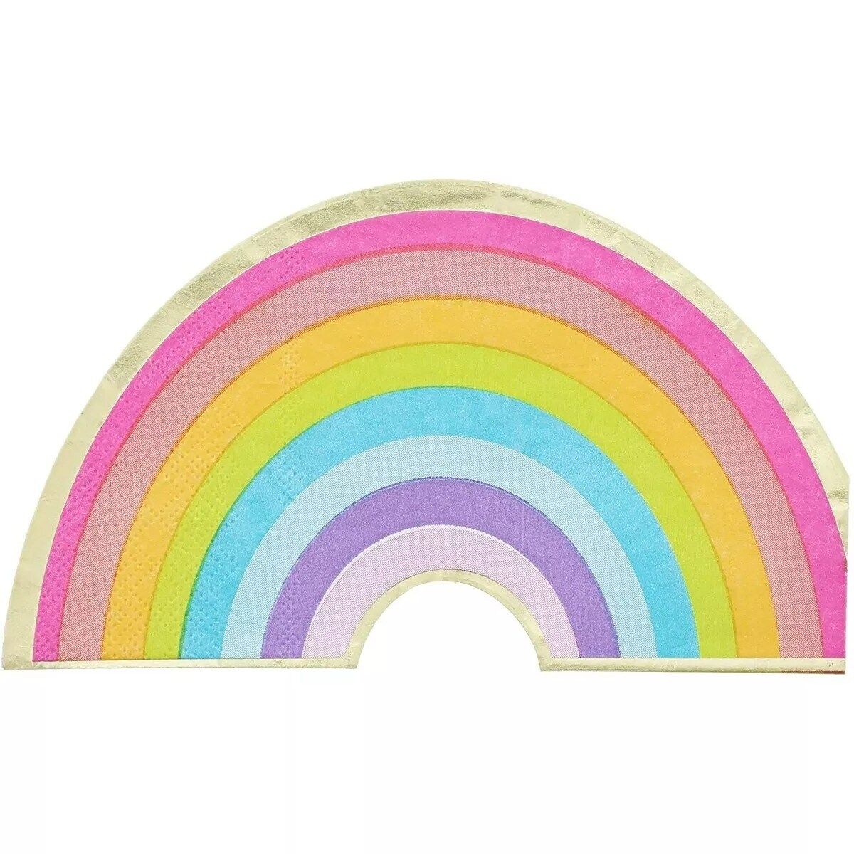 Rainbow Party Napkins with Gold Foil 50PC for Theme Parties, Kids Party, 6.5 &#x22;
