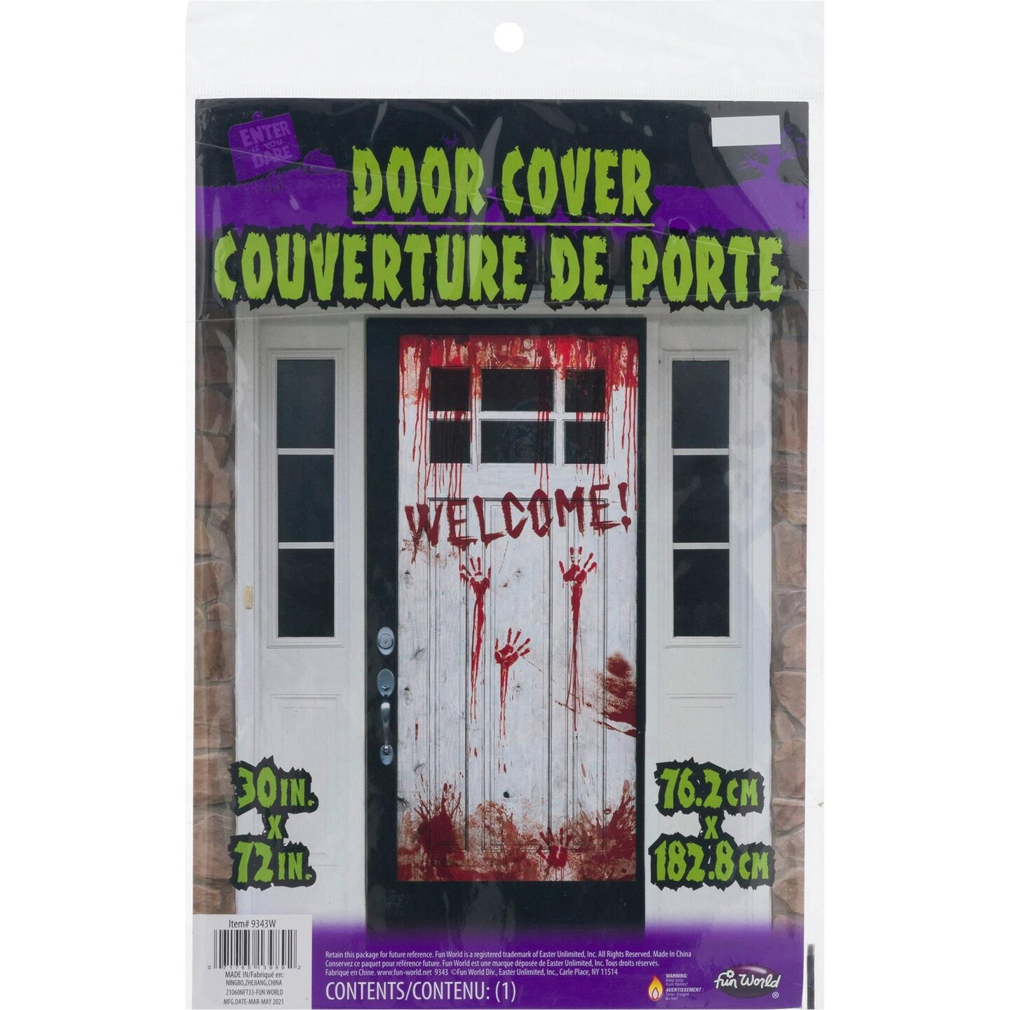 Welcome! Creepy Bloody Door Cover Halloween Decoration 30&#x22; x 72&#x22; 1/PC