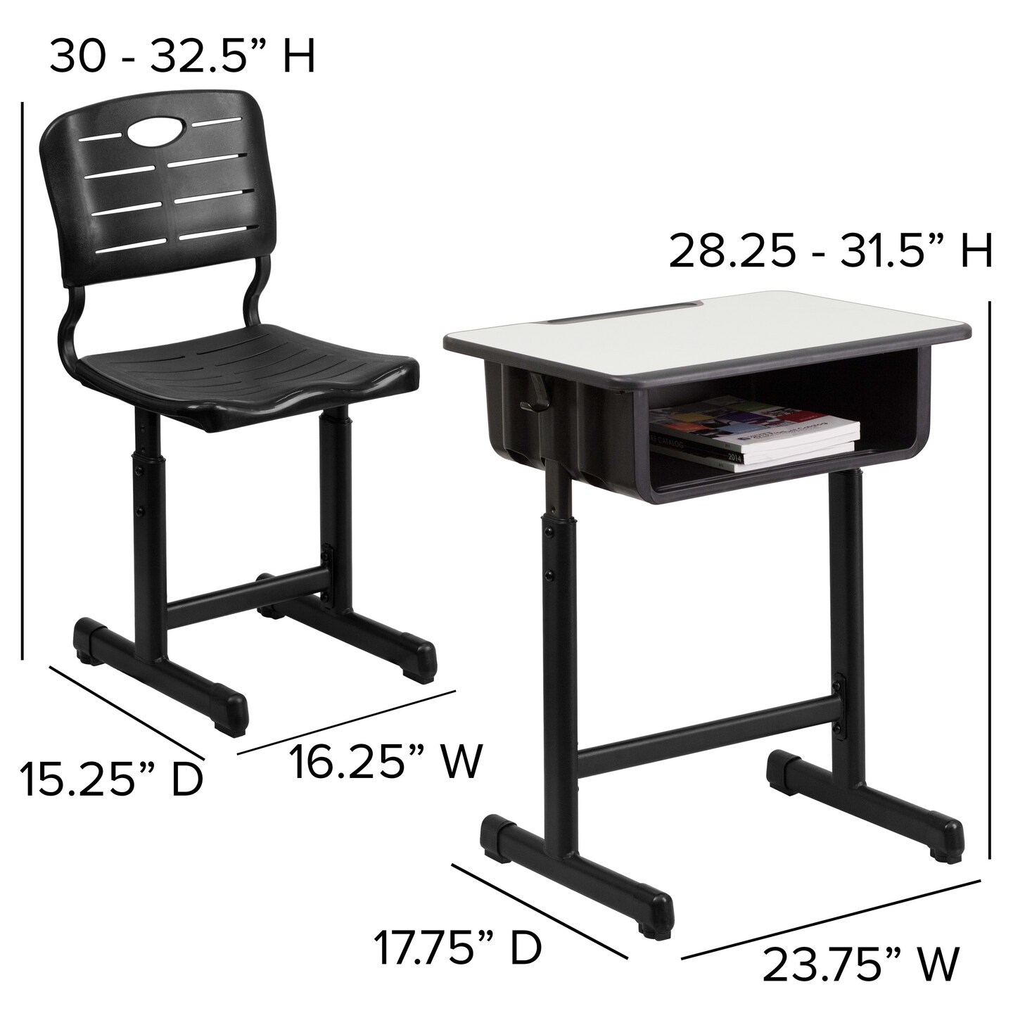 Emma and Oliver Adjustable Height Student Desk and Chair with Pedestal Frame