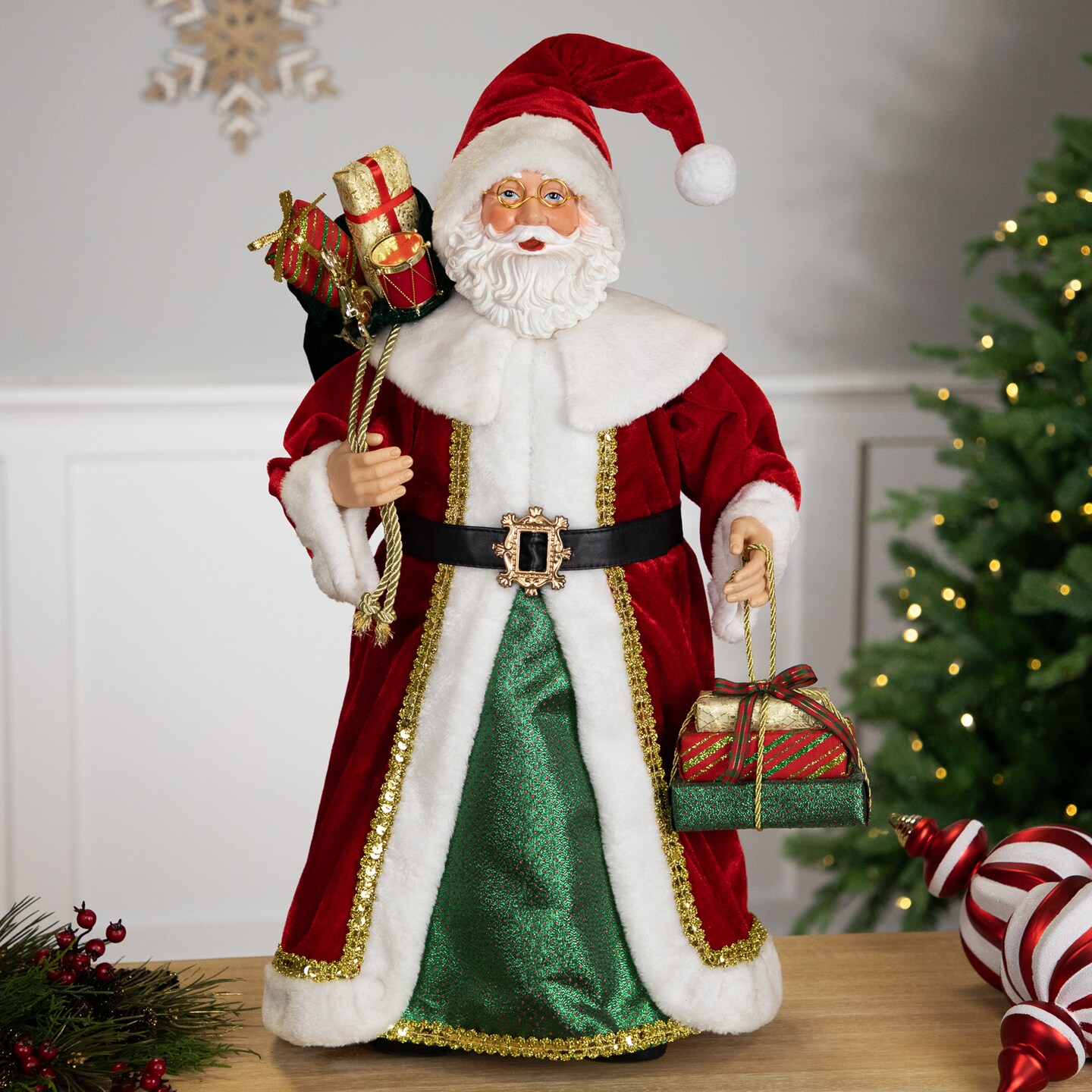 Northlight Nordic Style Santa Claus with Gifts Christmas Figure - 24&#x22;