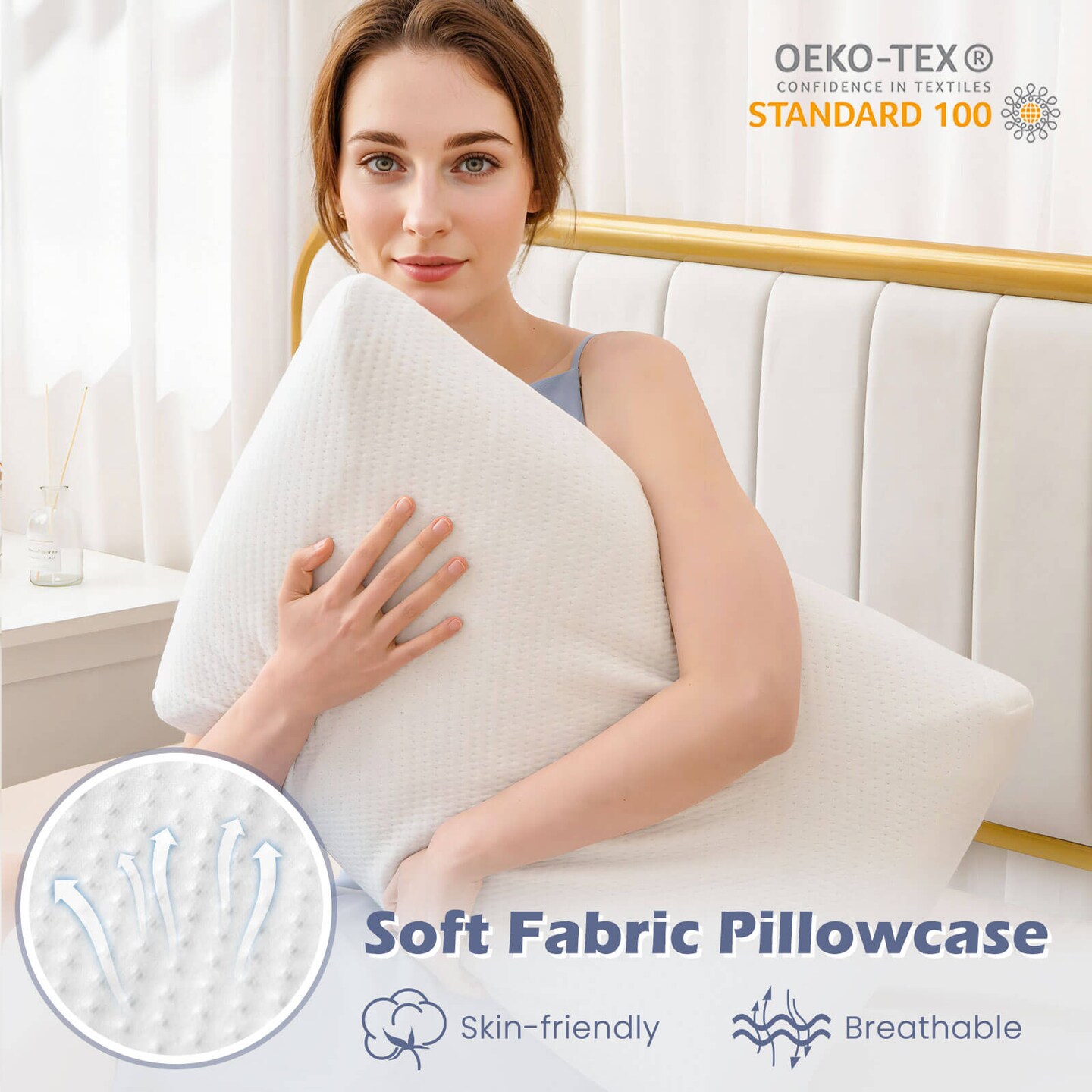 Costway Bamboo Charcoal Memory Foam Pillow Set of 2 with Machine-washable Pillowcase