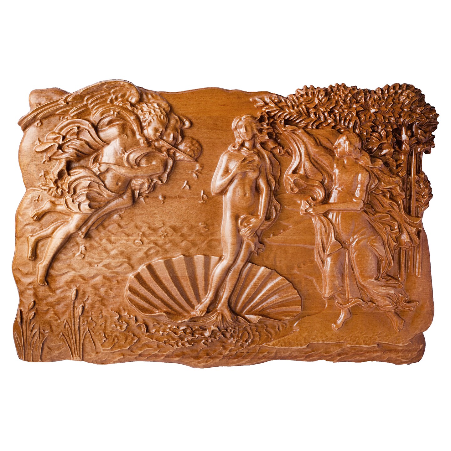 Birth of Venus Beech Wood Carved Plaque