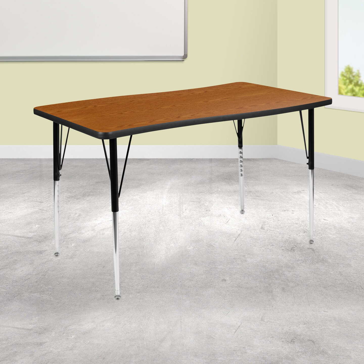 Emma and Oliver 28&#x22;W x 47.5&#x22;L Rectangle Wave Flexible Collaborative Adjustable Height Activity Table
