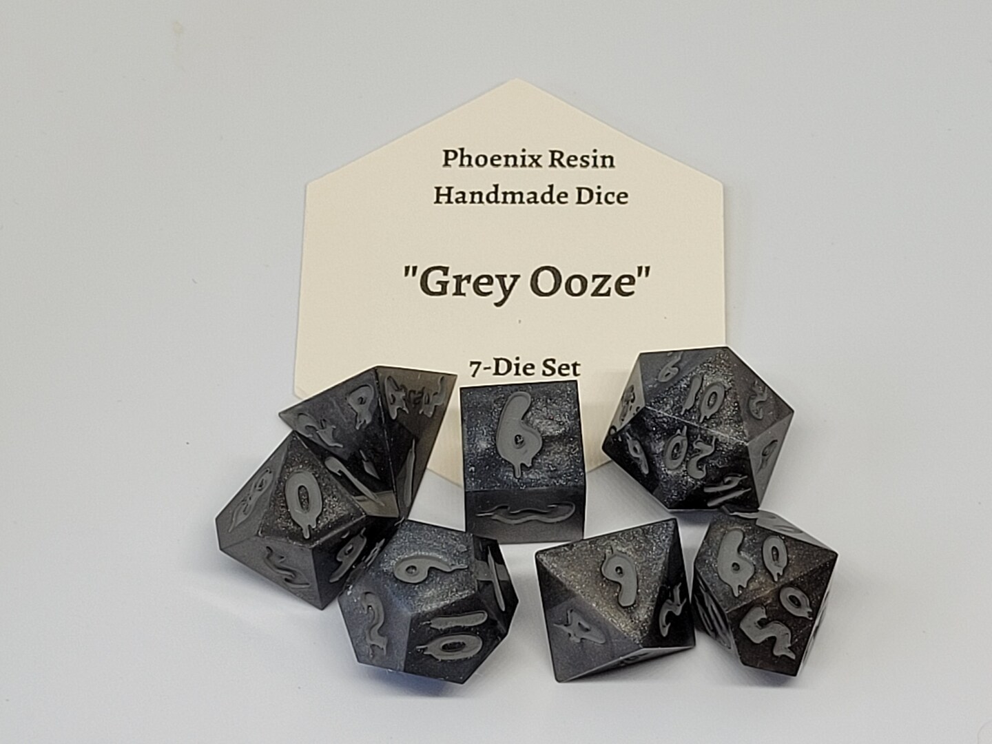 Handmade Resin Dice - Set of 7 Polyhedral Dice 