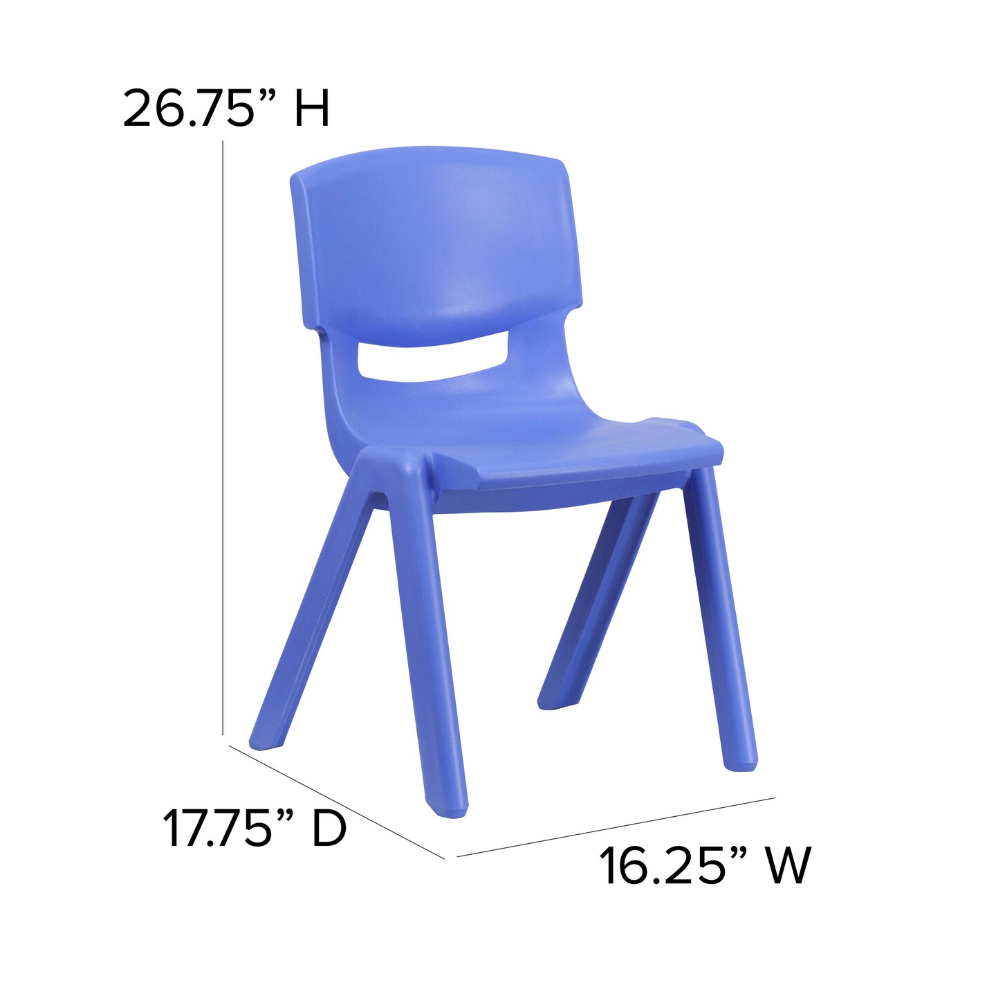 Emma and Oliver 2 Pack Plastic Stackable School Chair with 15.5&#x22;H Seat