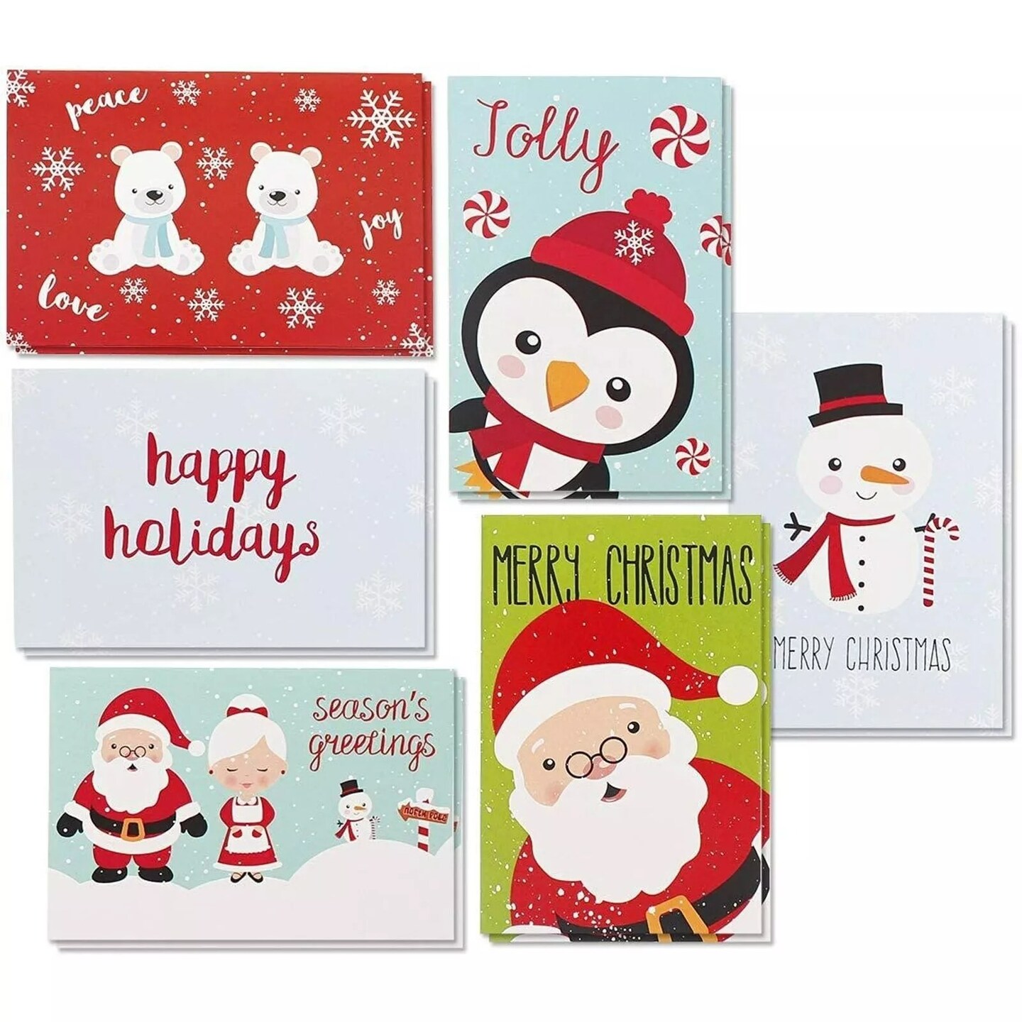 48x Christmas Cards with Envelopes, Classic Character Greeting Cards Bulk 4x6&#x201C;