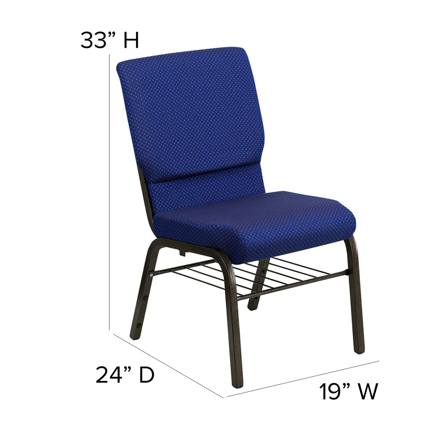 Emma and Oliver Auditorium Chair - 19&#x22; Seat - Book Rack