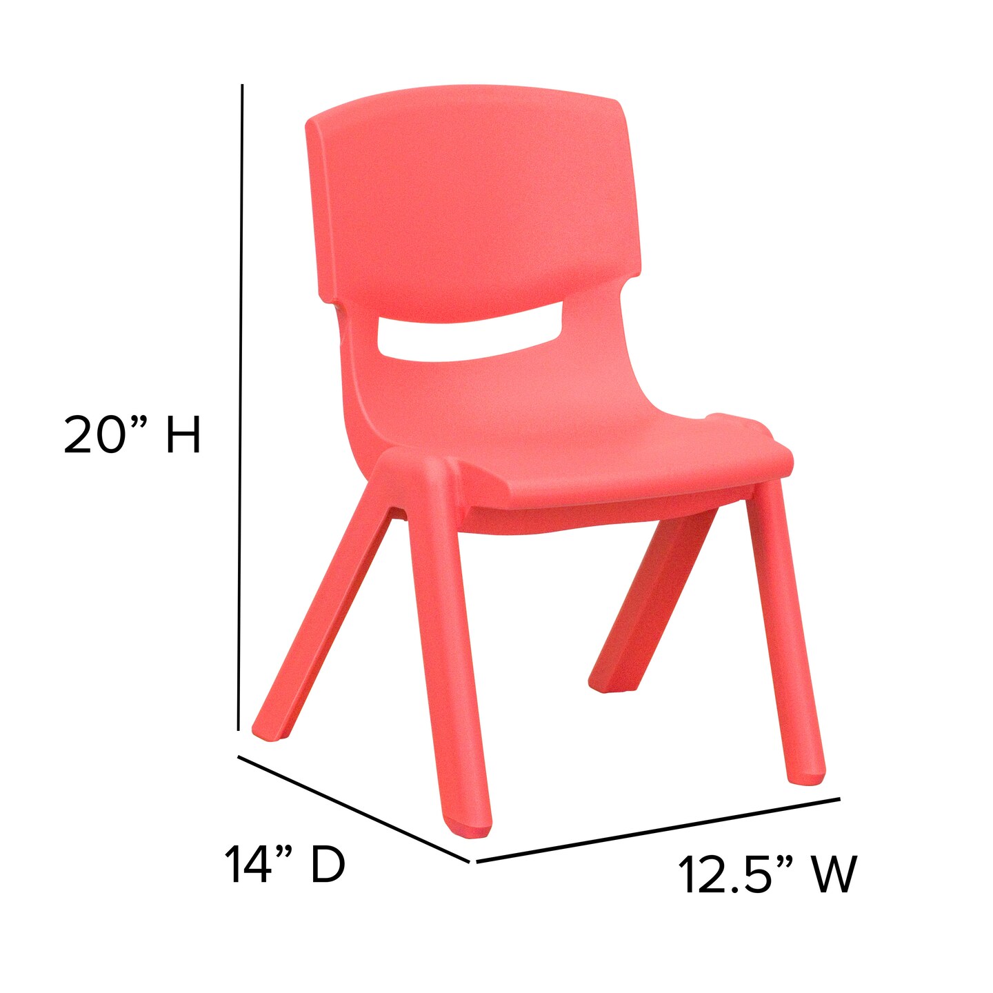 Emma and Oliver 4 Pack Plastic Stackable Pre-K/School Chairs with 10.5&#x22;H Seat