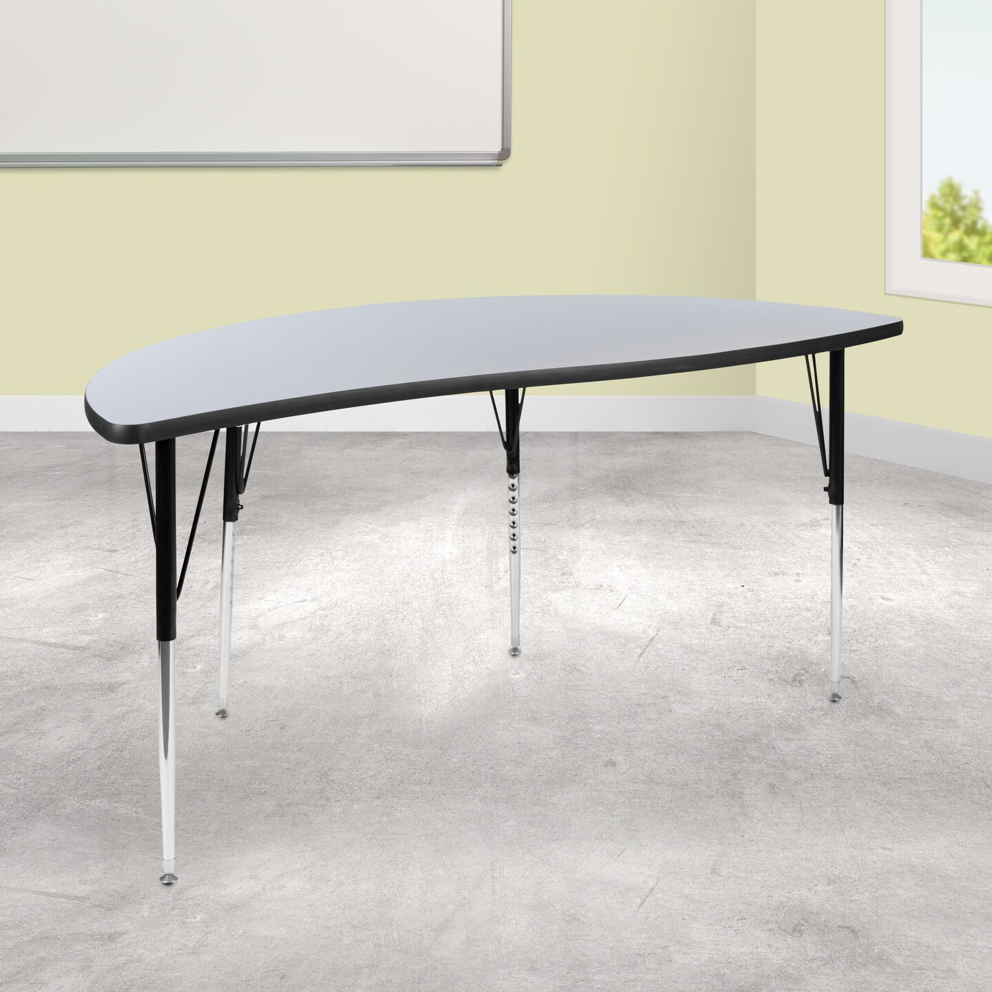 Emma and Oliver 60" Half Circle Wave Flexible Collaborative Adjustable Height Activity Table