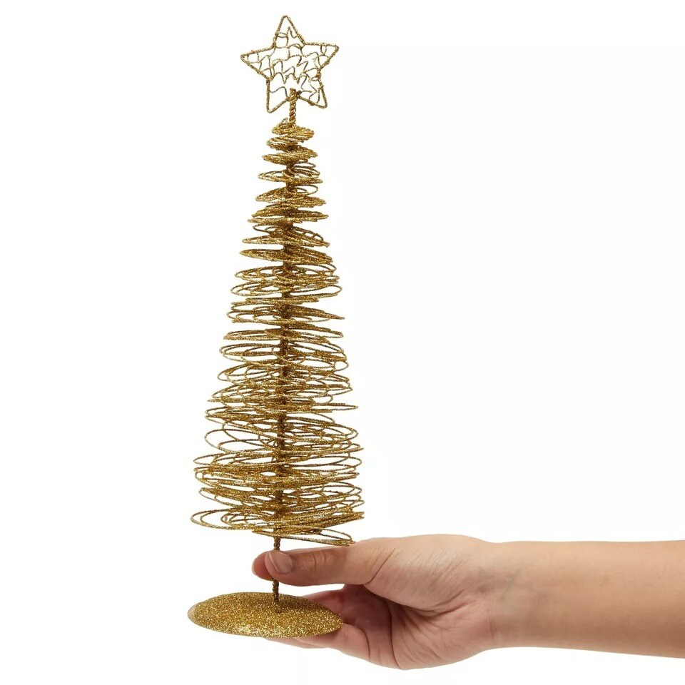 2 Pack Small Gold Christmas Trees for Tabletop Fall Party Bedroom Decor 10.5x3”