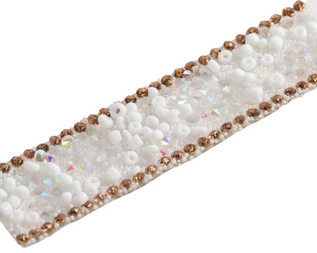 5/8&#x22;x 5 Yards Gold Crystal Outline Iron On Rhinestone Trim Pack of 1