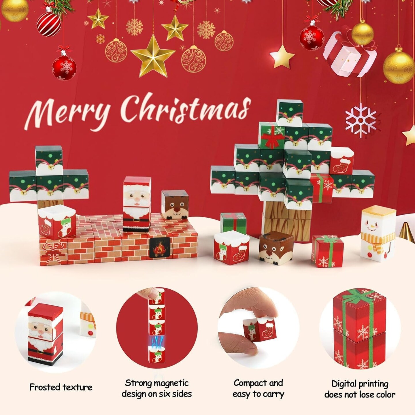Magnetic Blocks - Build Mine Magnet World Magic Portal Set, Magnetic Tiles Building Blocks Toddler Toys STEM Toys for 3+ Year Old Boys & Girls, Christmas Packaging