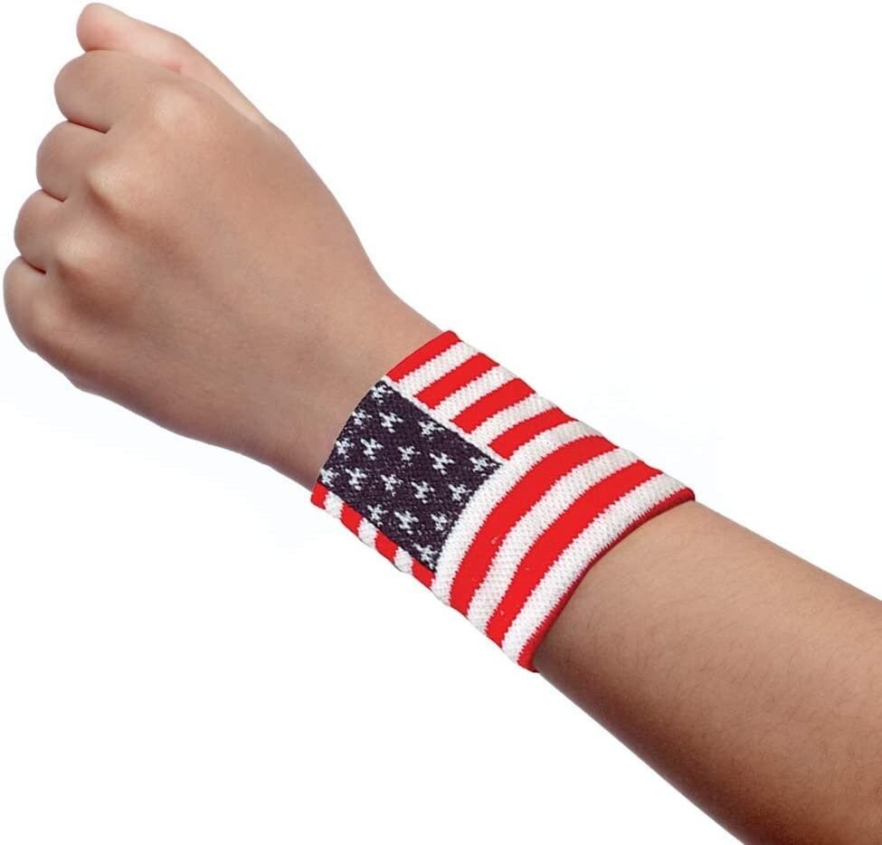 Usa Flag Wristbands include 12 units