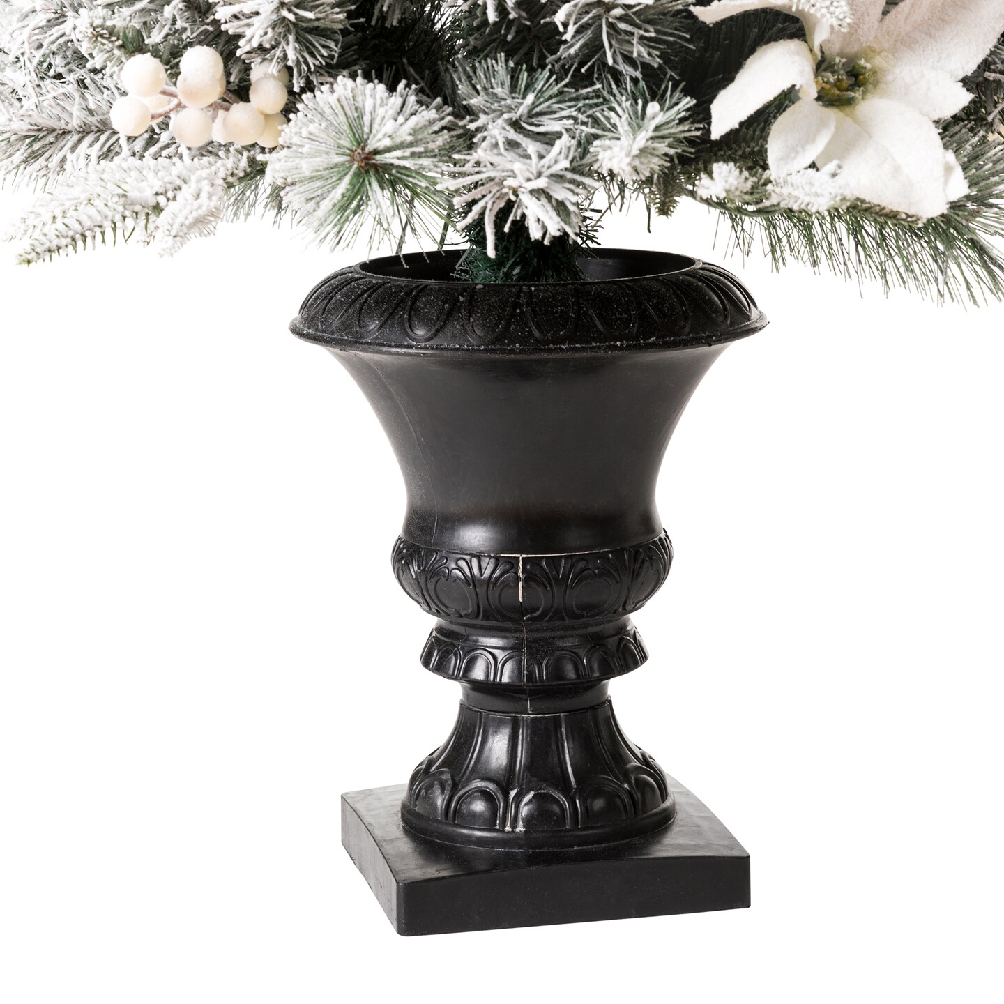 4ft/5ft Set of 2 Pre-Lit Pine Artificial Christmas Potted Porch Trees with Warm White Lights