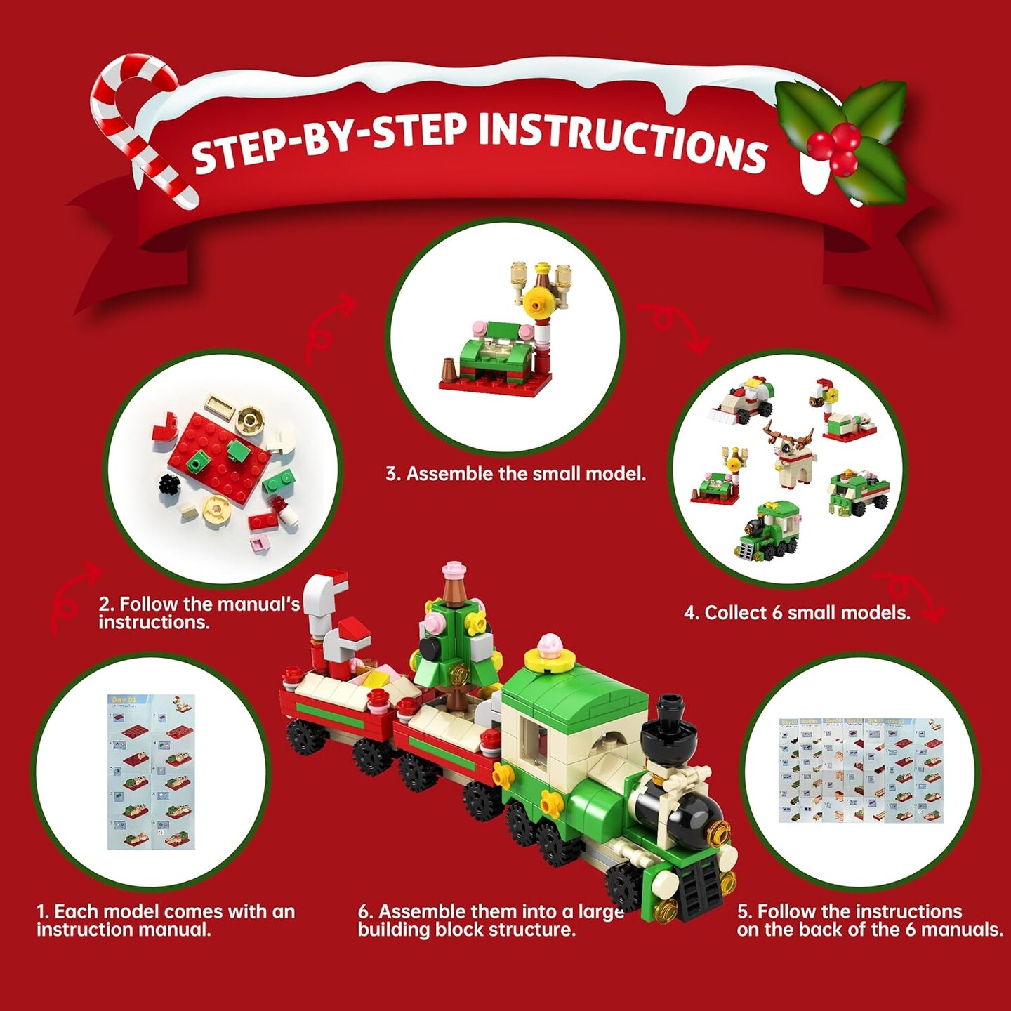 Advent Calendar 2024 Building Blocks Set, 24 Boxes 1100 Pieces Christmas Countdown Calendar Building Blocks With 24 in 4 Building Brick Model, Advent Calendars Christmas Gifts for Adults Teens Kids