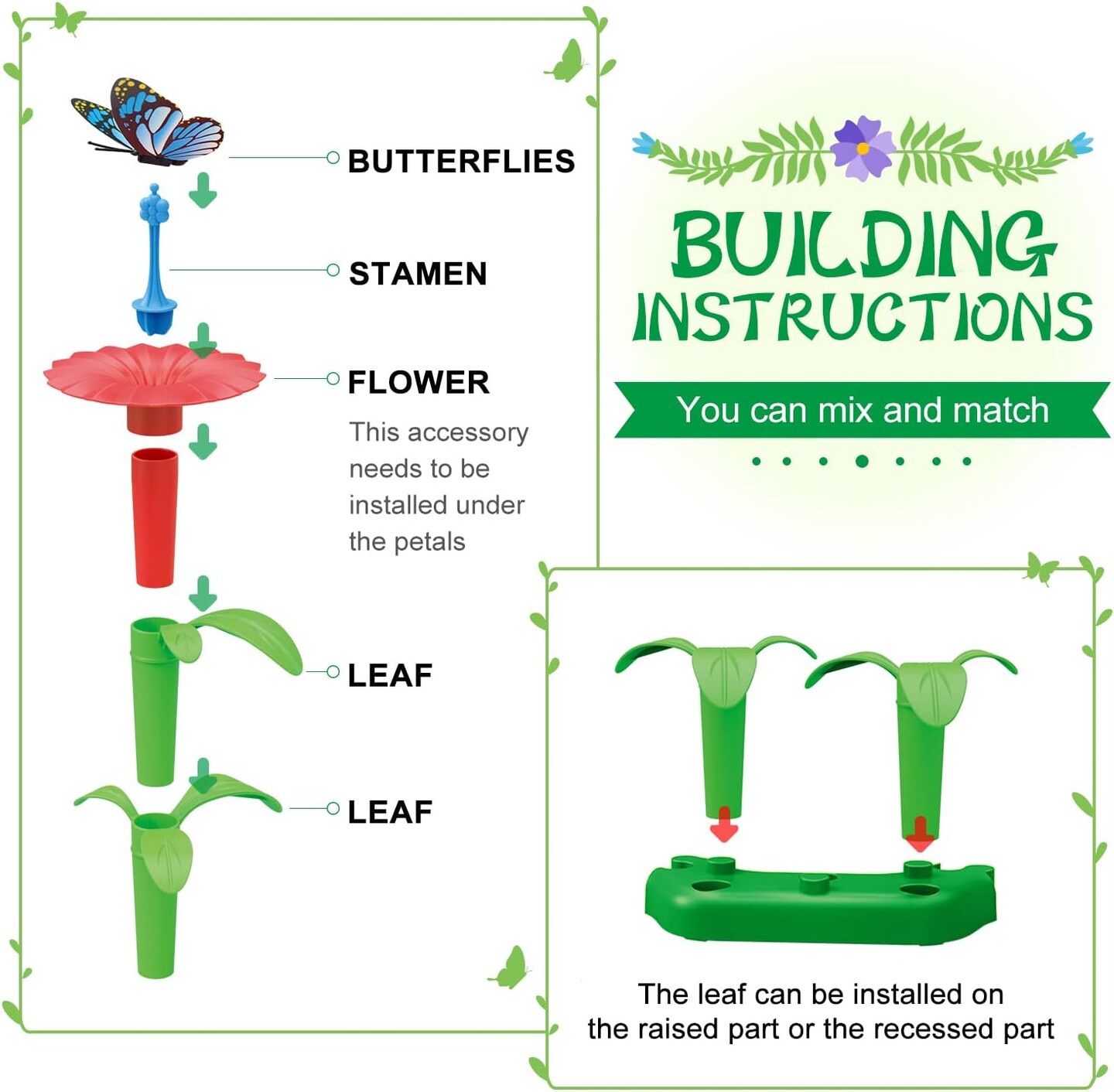 Gifts Toys for Girls 3 4 5 6 7 Years Old, Flower Garden Building Kit with Storage case,Educational STEM Toy and Preschool Garden Play Set for Toddlers, 148pcs
