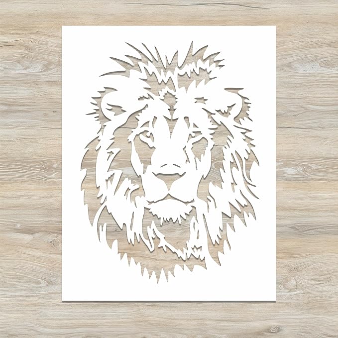 5x6 Inches Lion Stencil Template - Reusable Lion Head Forrest Animal Decorative Stencils for Painting on Wood, Glass, Wall Rock, Walls, Canvas, Glassware, Spray Painting, Airbrushing, Crafts