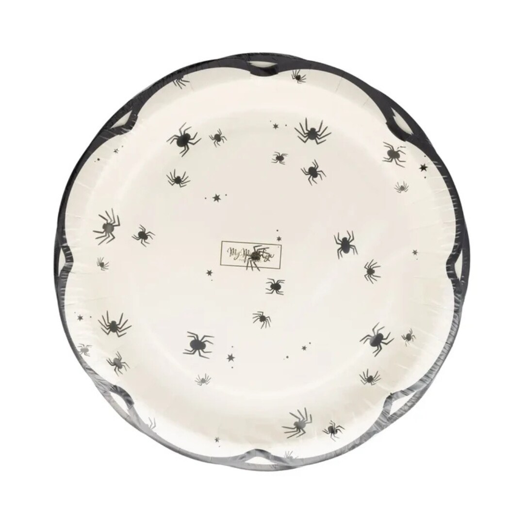 Halloween Spider Scallop Plates 9&#x22; Disposable Party Plates for Snacks, Dinners &#x26; Spooky Celebrations