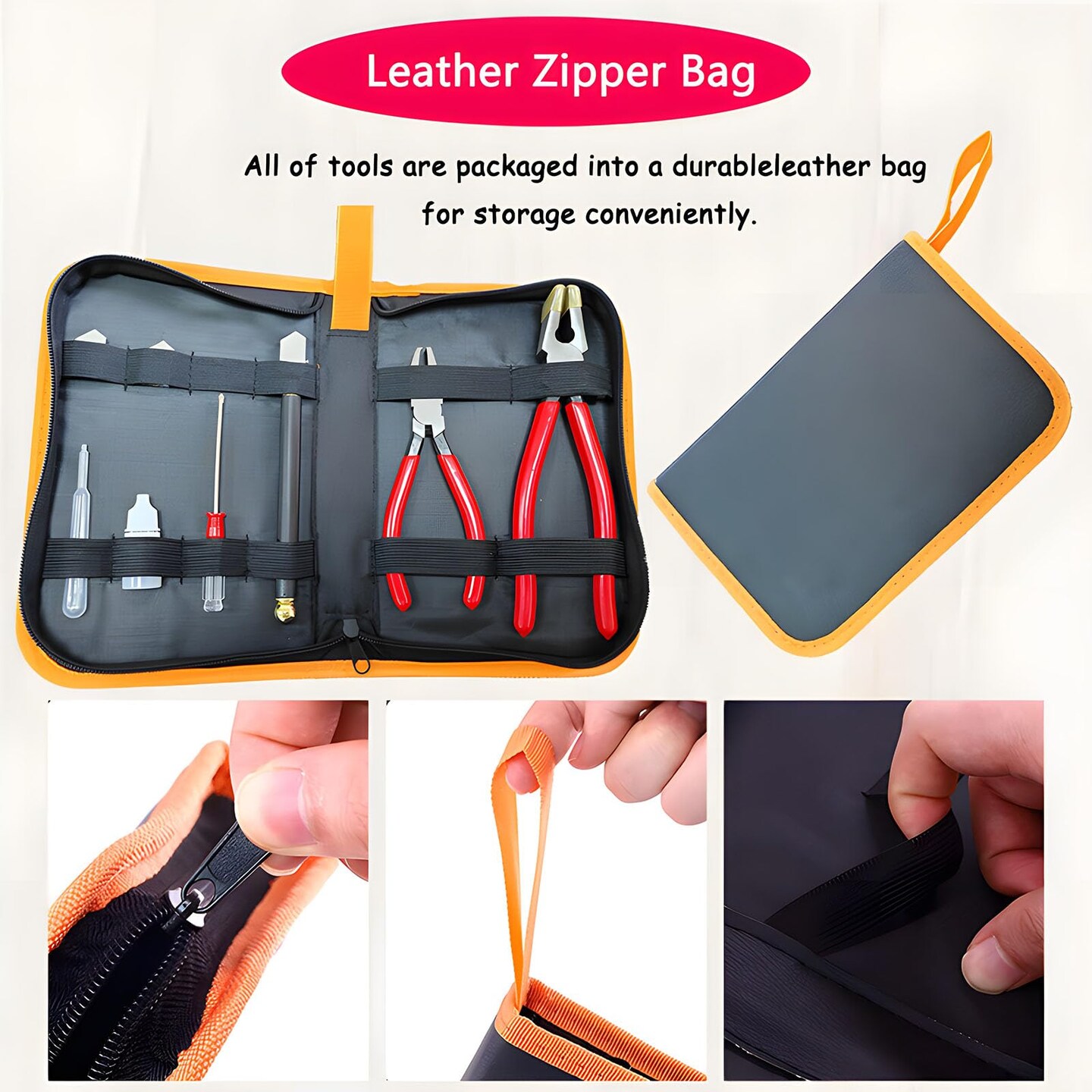 Glass Cutting Tool Set Kit, Glass Nipper,Glass Running Plier, Breaking Plier, Oil Feed Glass Cutter Set with Leather Zipper Bag for Stained Glass, Tiles, Mosaic, Mirrors,Bottle, Fusing, Breaking